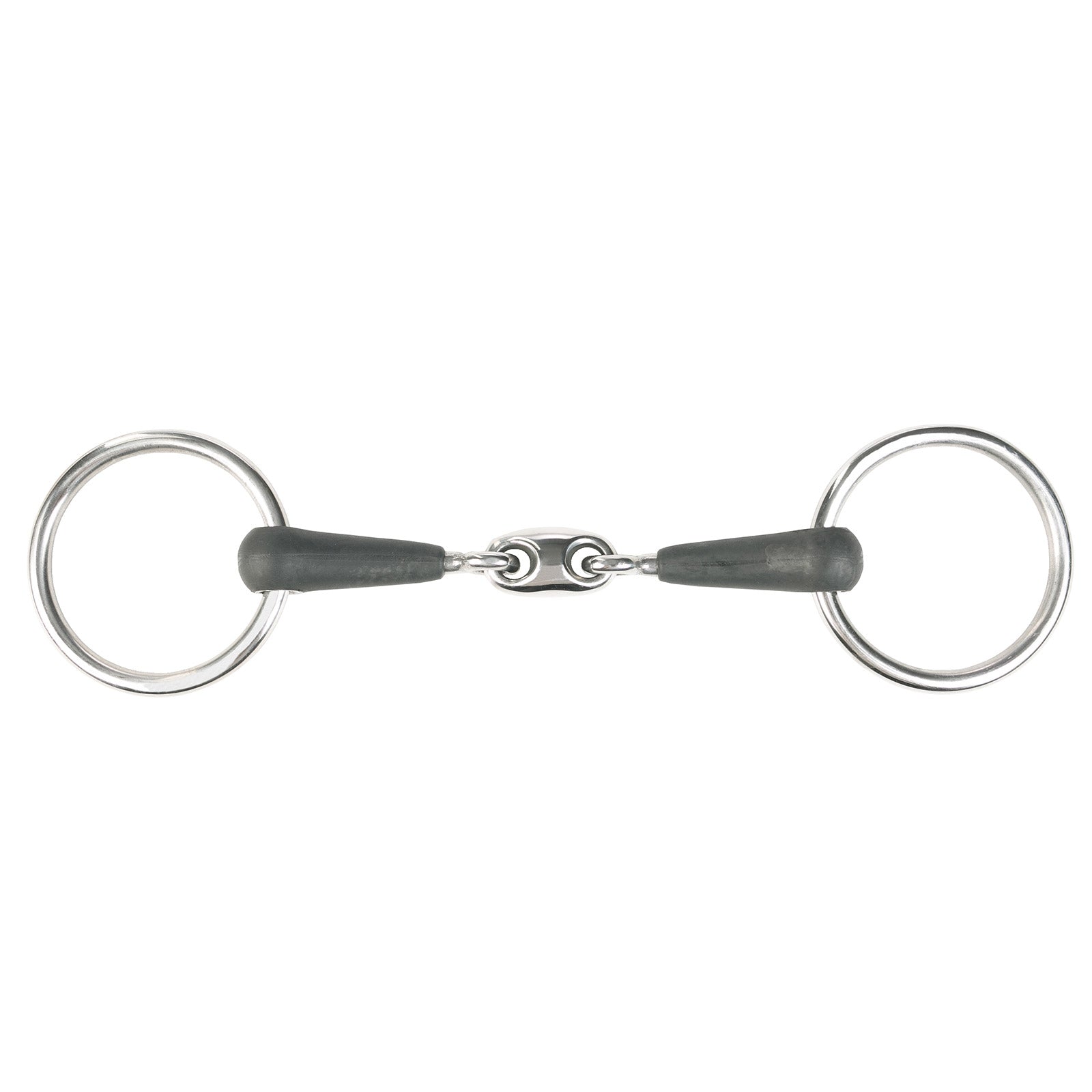 Horze Mors de filet caoutchouc double brisure anneaux Chantilly Mors