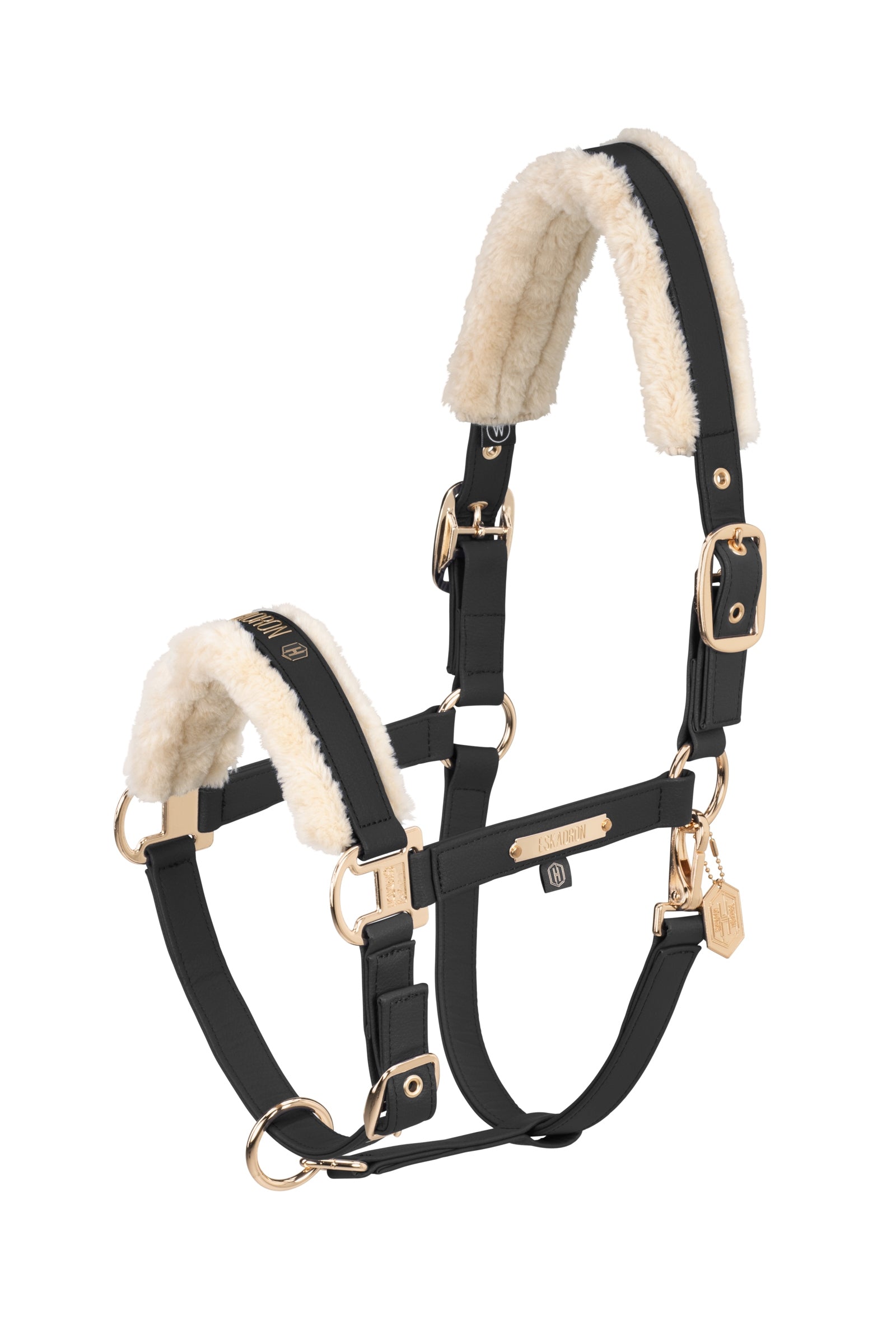 Eskadron Heritage AW24 Licol en cuir synthétique avec Double Pin et fausse fourrure Licols & longes