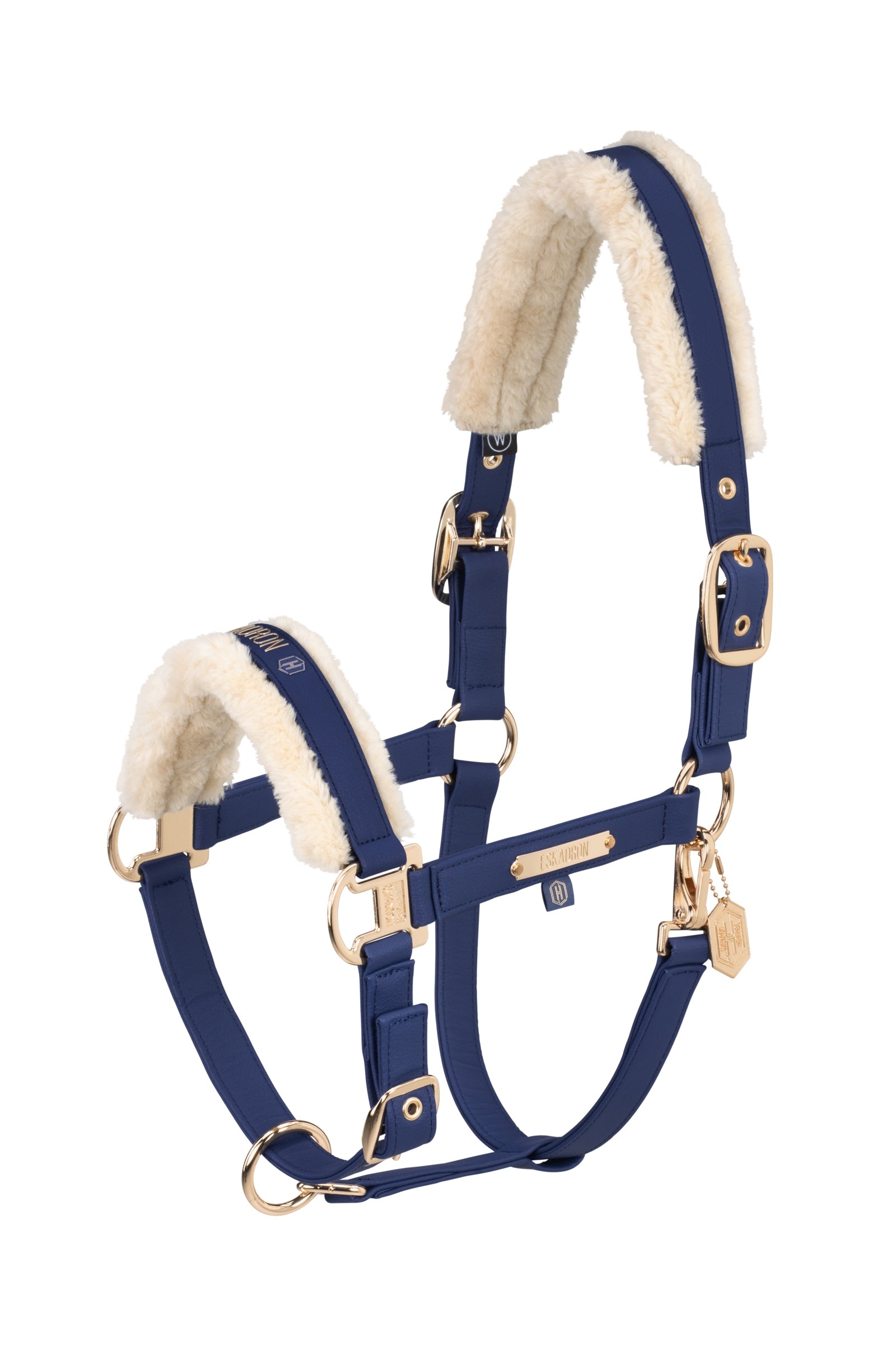 Eskadron Heritage AW24 Licol en cuir synthétique avec Double Pin et fausse fourrure Licols & longes