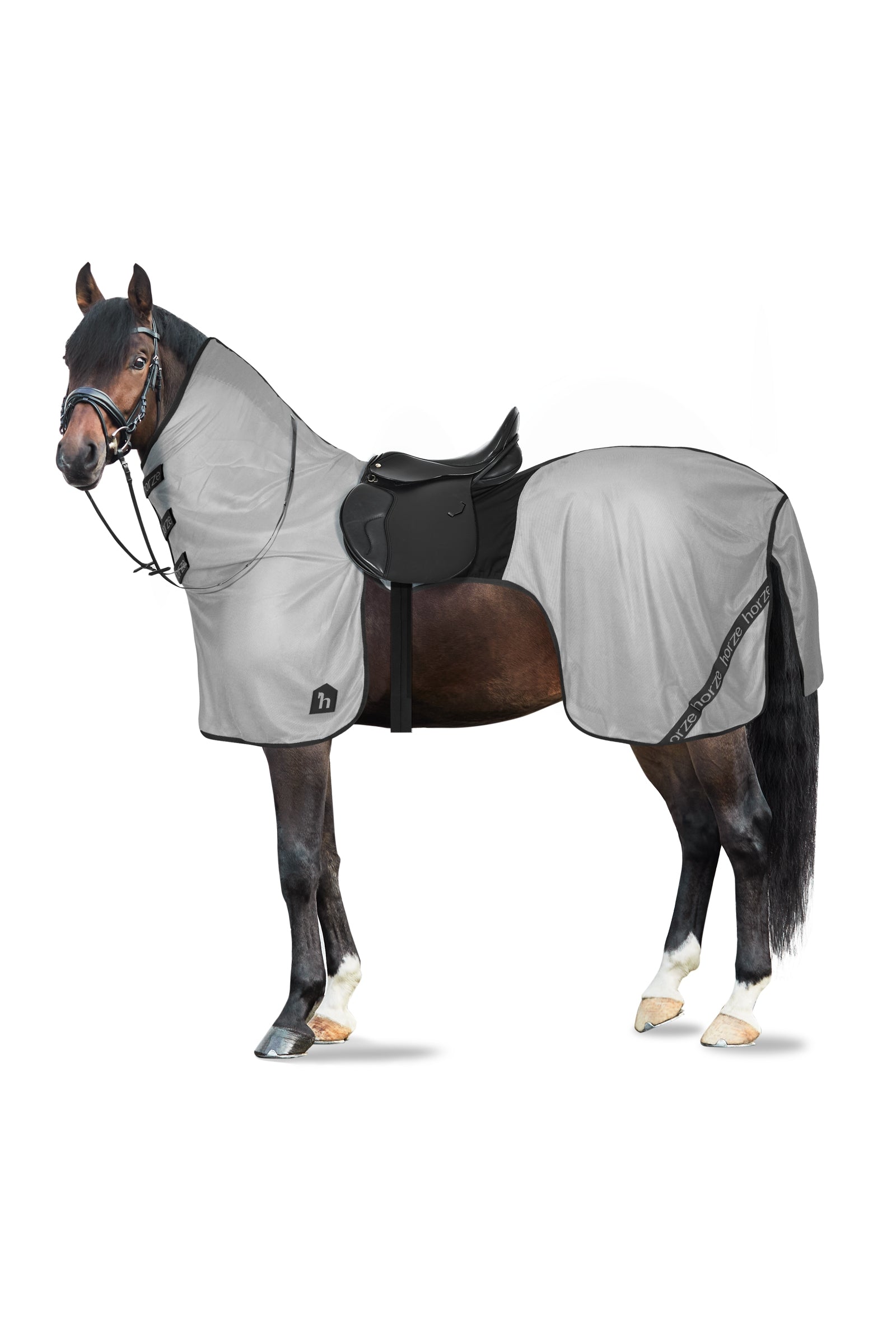 Horze Couverture anti-mouches pour monter à cheval Paso Fino avec couvre-encolure amovible et protection UV Couvertures cheval