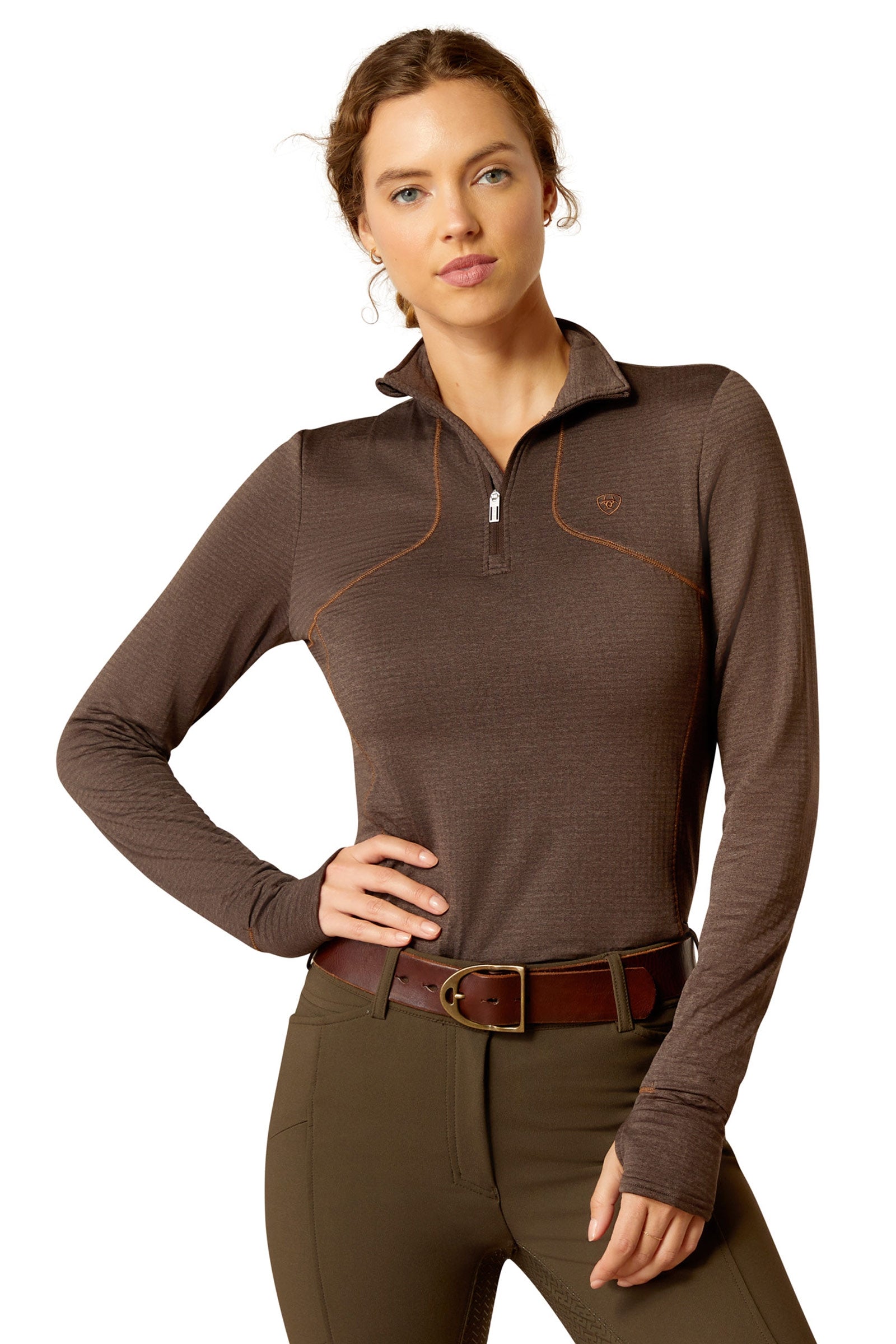 Ariat Gridwork 1/4 Zip Baselayer Shirt Vêtements d'équitation femme