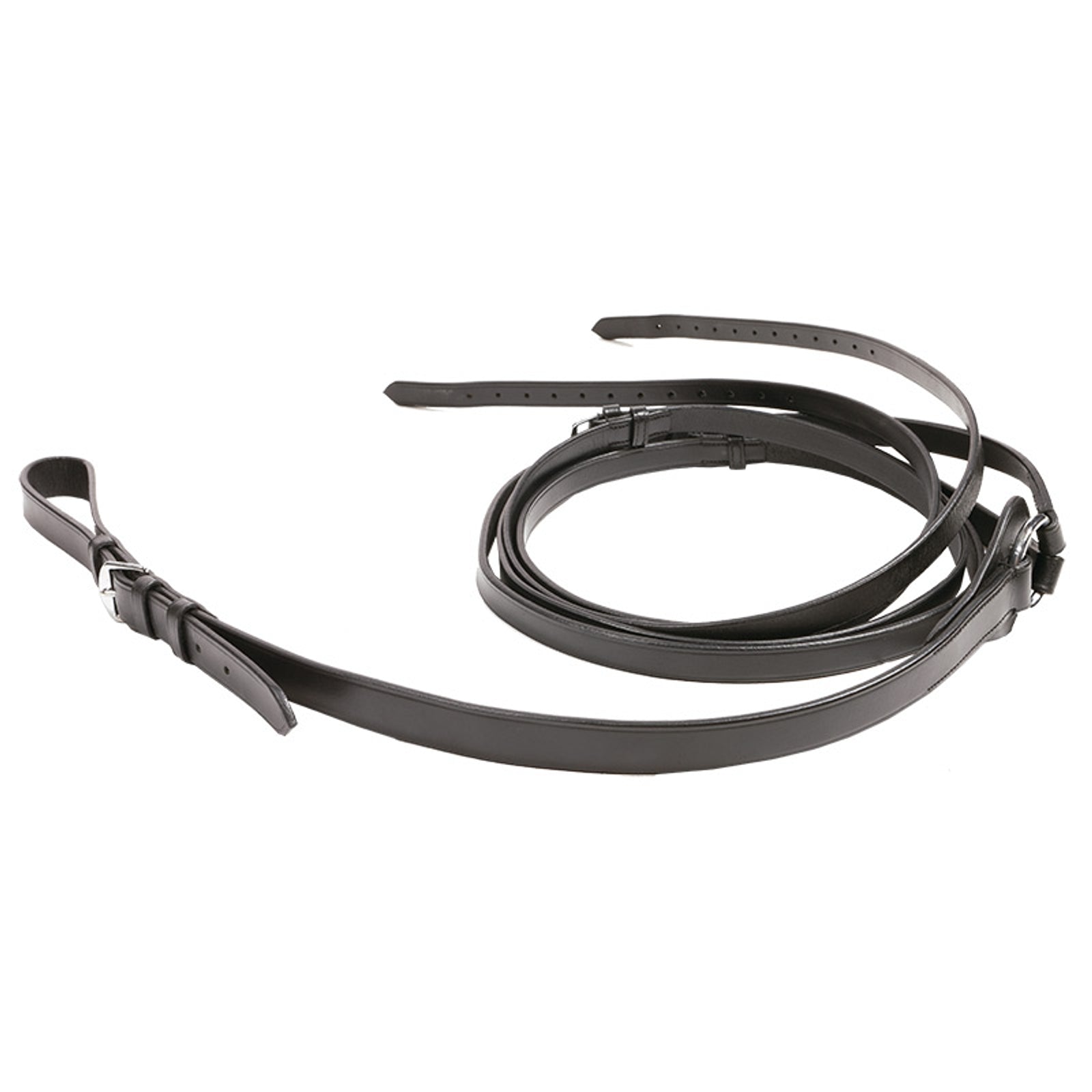 Rênes En Cuir Kavalkade - Noires - Avec Coche Fermée - Réf 22001