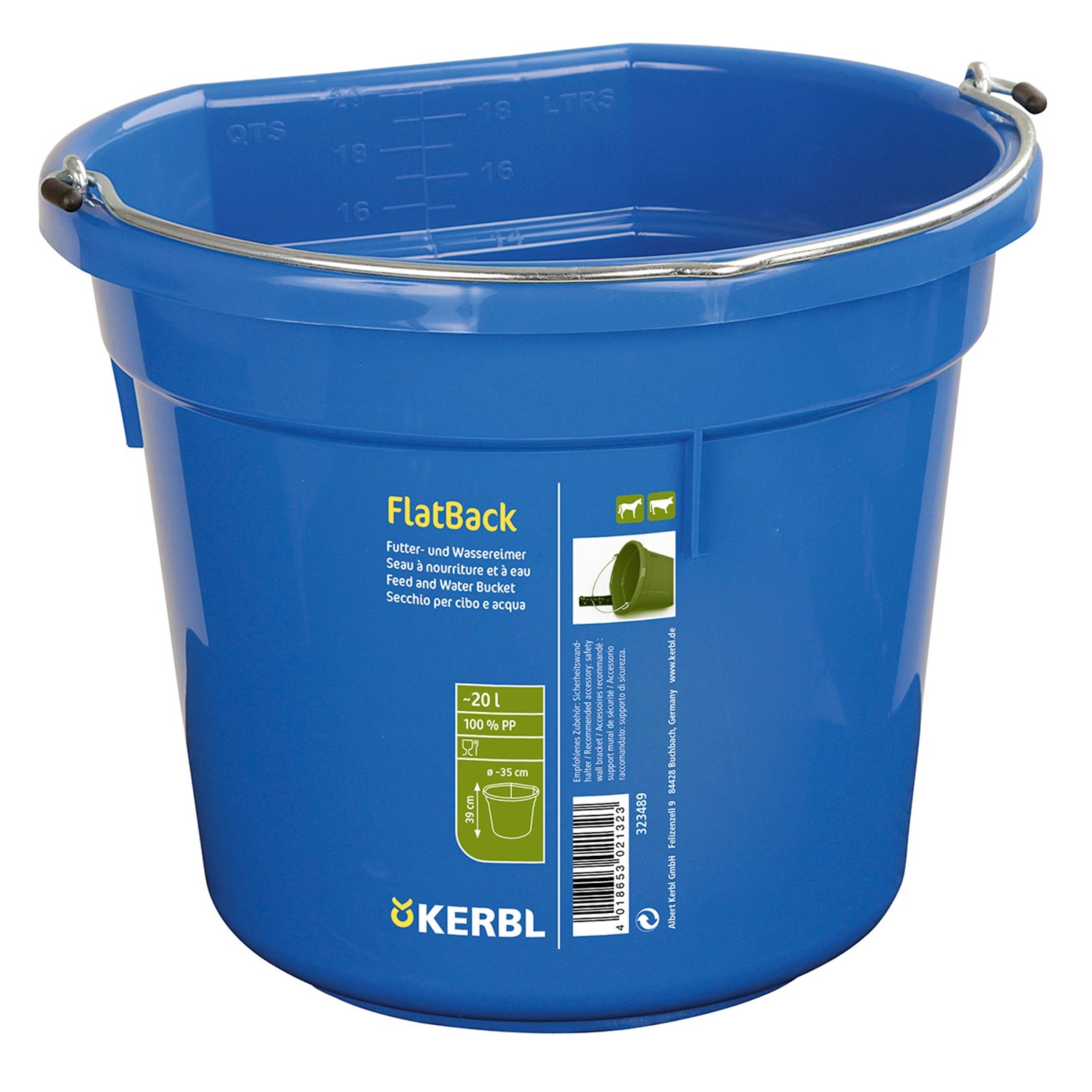 Kerbl Seau FlatBack , 20L Mangeoires & Abreuvoirs