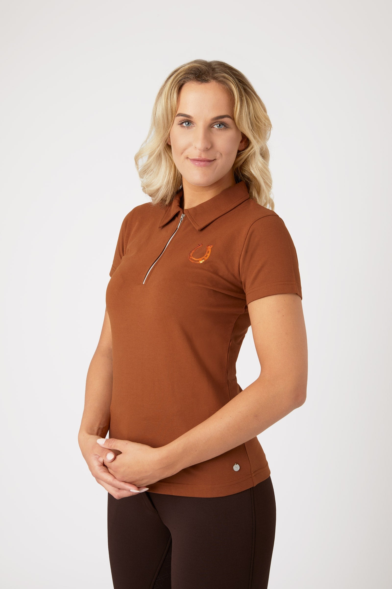 Horze Polo Amy coton extensible manches courtes, femme Vêtements d'équitation femme