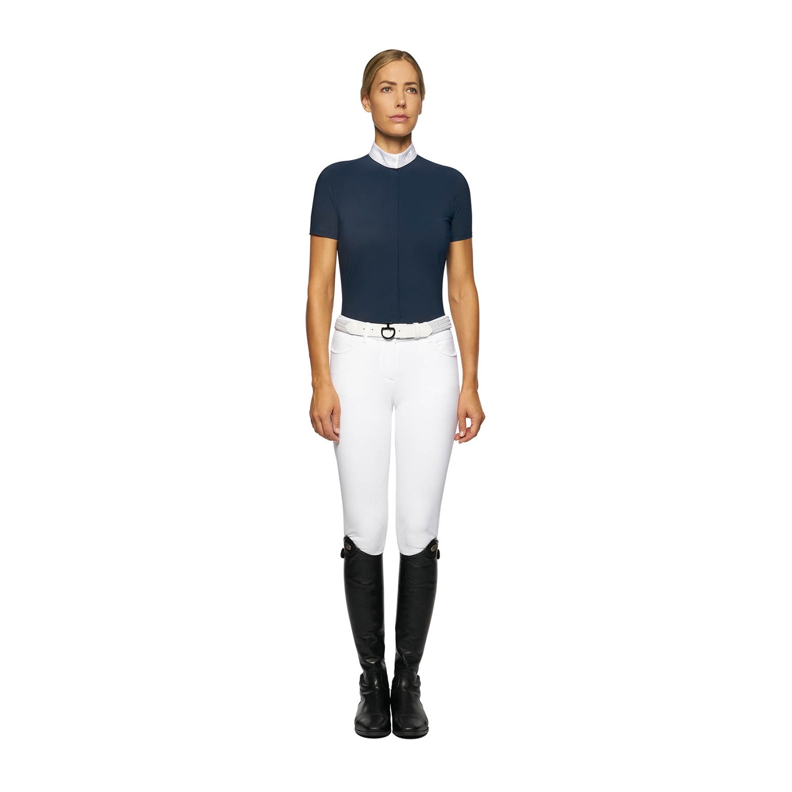 Cavalleria Toscana Embroidery Short Sleeve Show Shirt Vêtements d'équitation femme