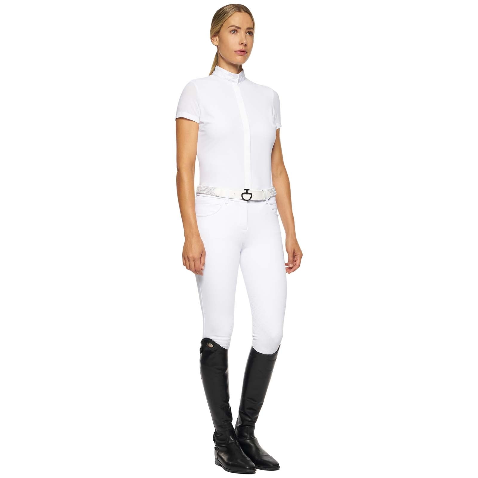 Cavalleria Toscana Embroidery Short Sleeve Show Shirt Vêtements d'équitation femme