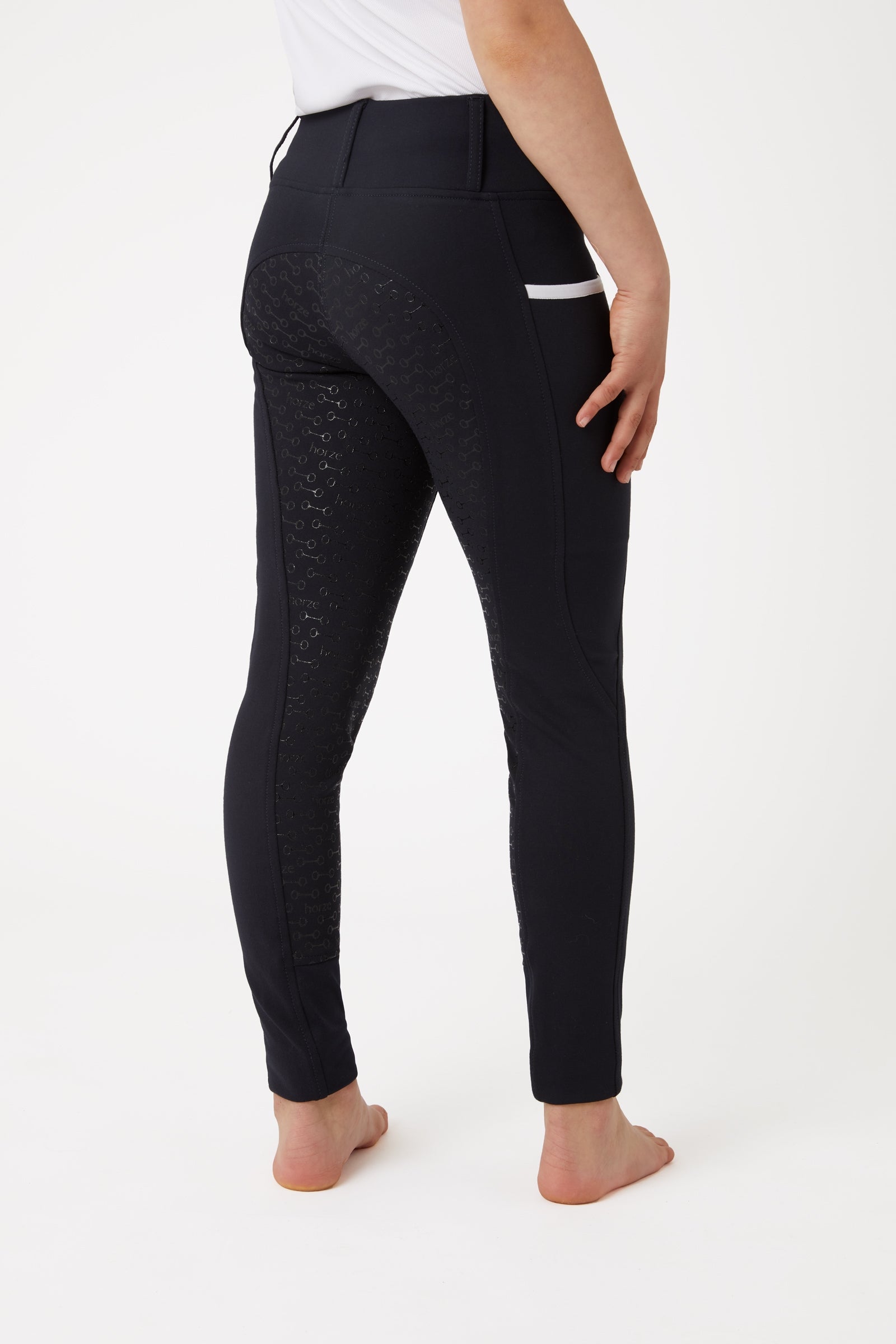 Horze Leggings d'équitation taille haute silicone Lucinda, enfant Vêtements d'équitation enfant