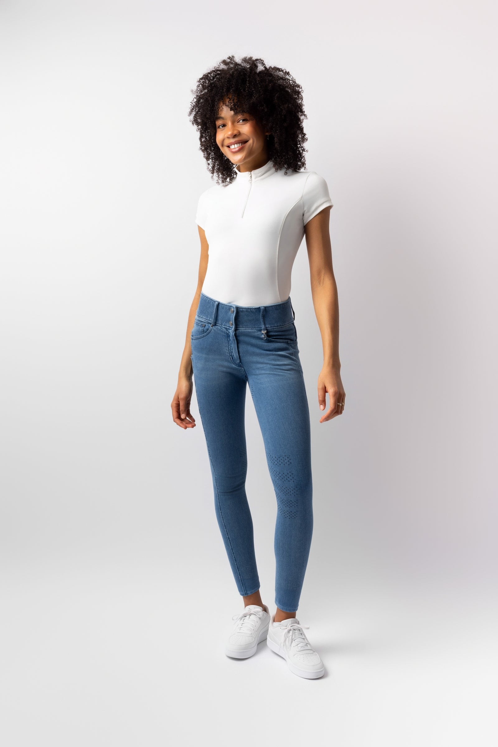 Horze Carolyn Women´s Denim Full Grip Breeches Women’s Riding Clothing