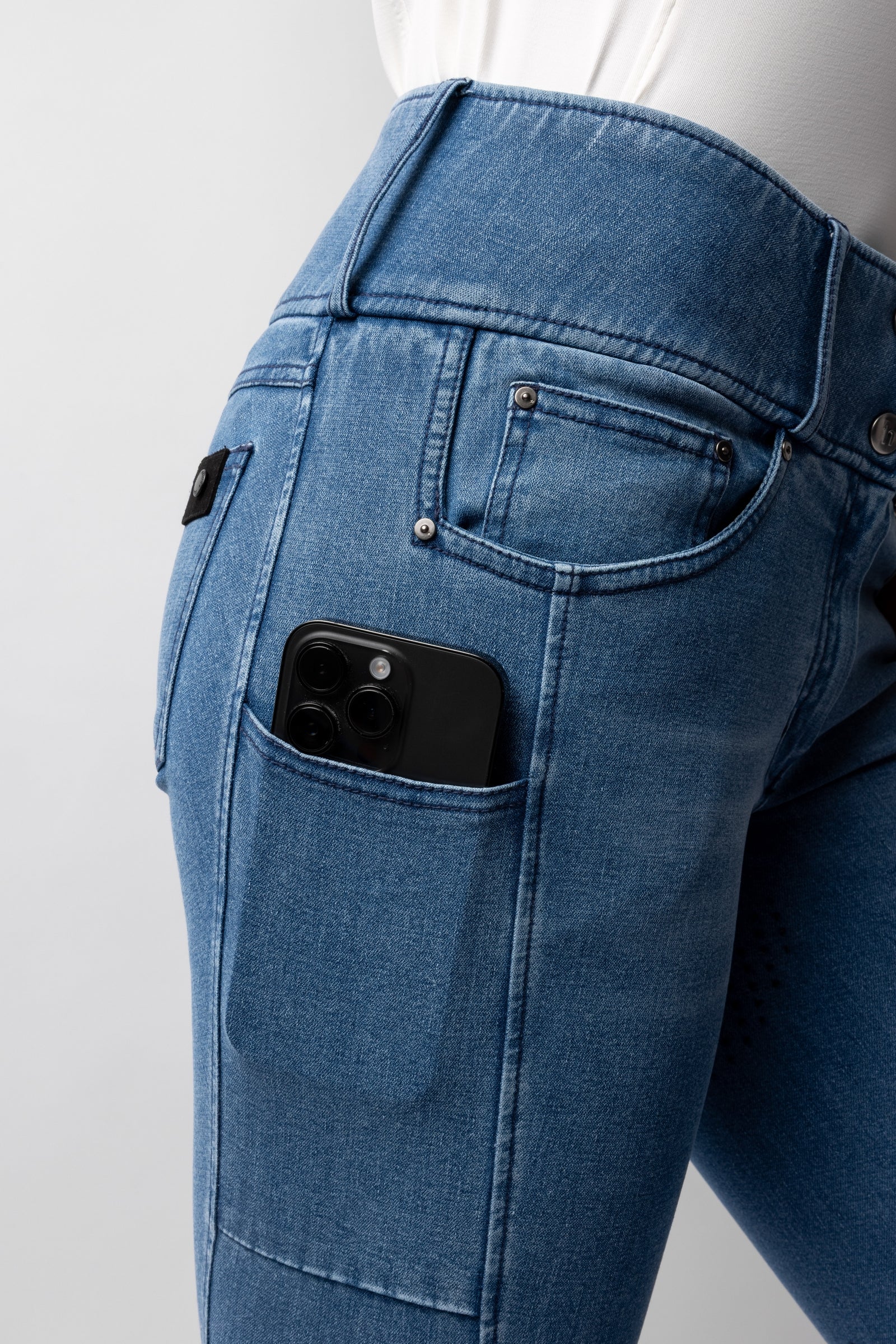 Horze Carolyn Women´s Denim Full Grip Breeches Women’s Riding Clothing
