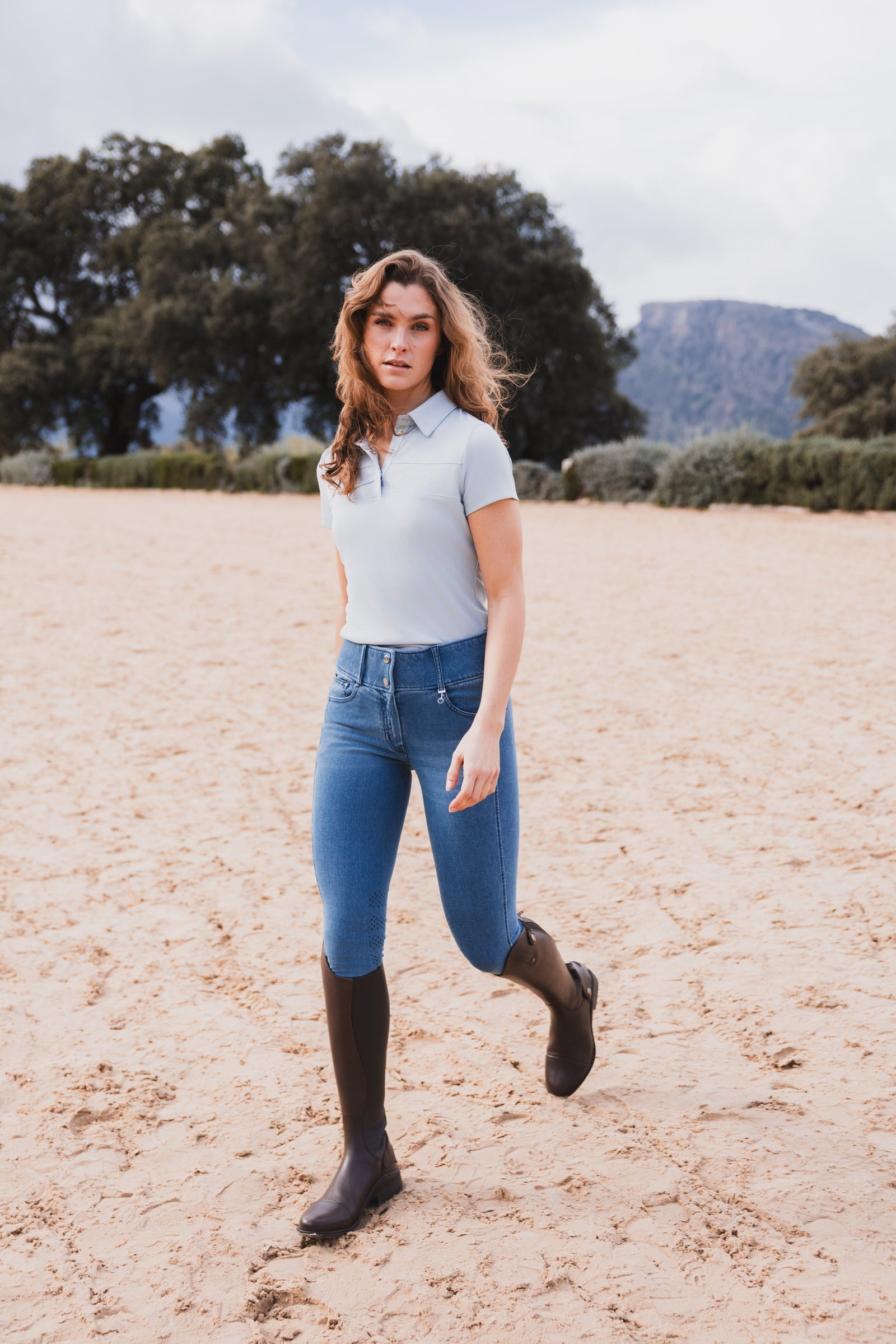 Horze Carolyn Women´s Denim Full Grip Breeches Women’s Riding Clothing