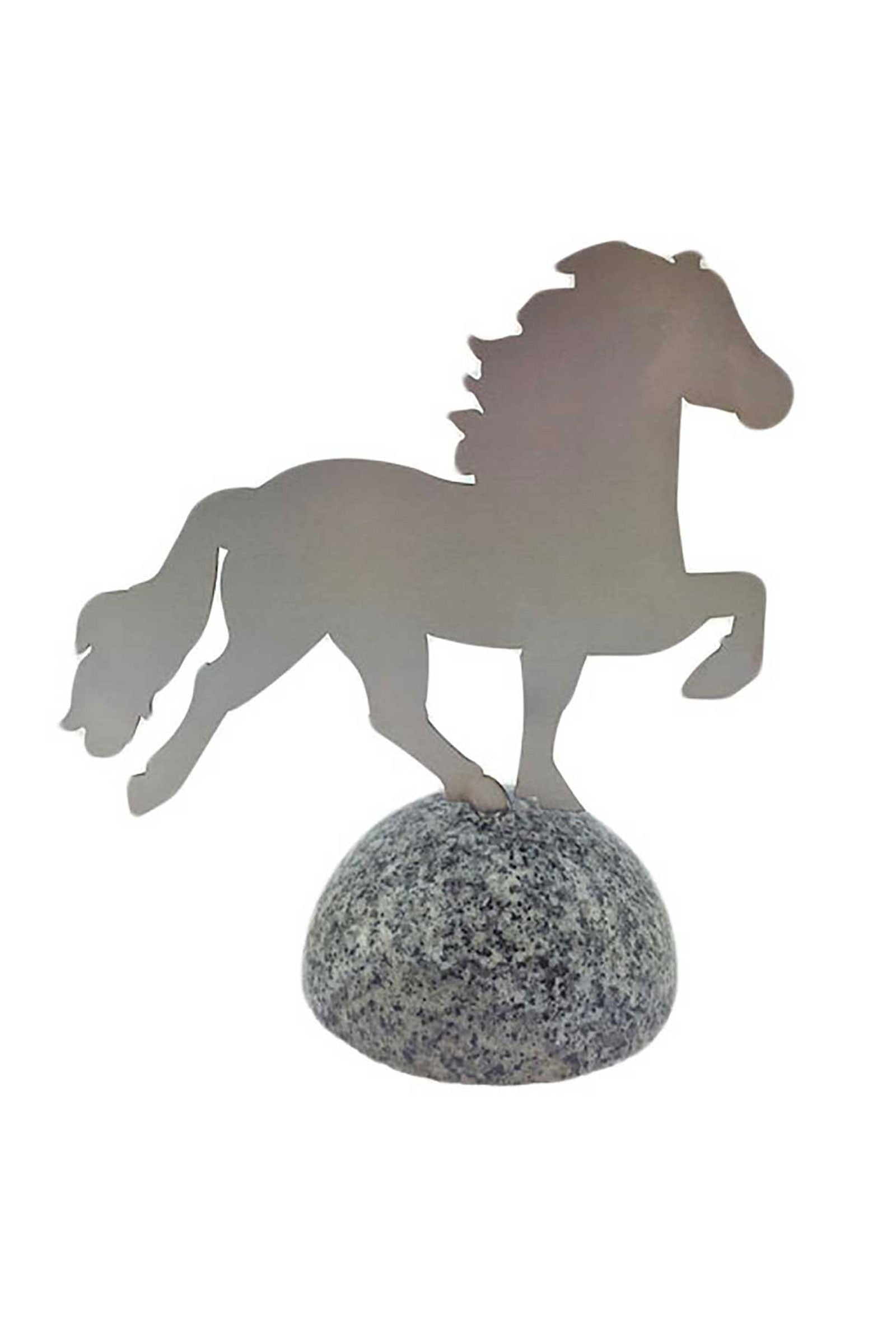 Karlslund Cheval décoratif, en inox sur une pierre polie Cadeaux