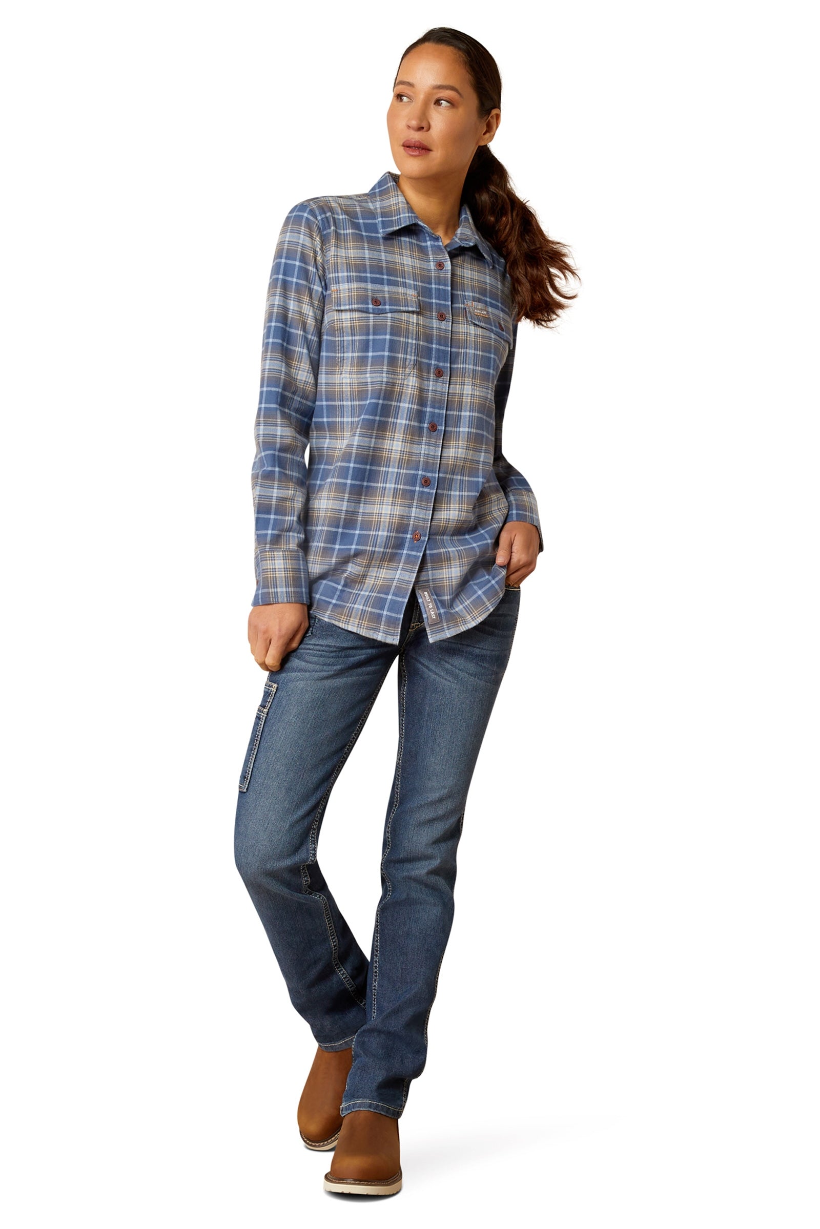 Ariat Chemise de travail Rebar Flannel DuraStretch à manches longues pour femme Vêtements d'équitation femme