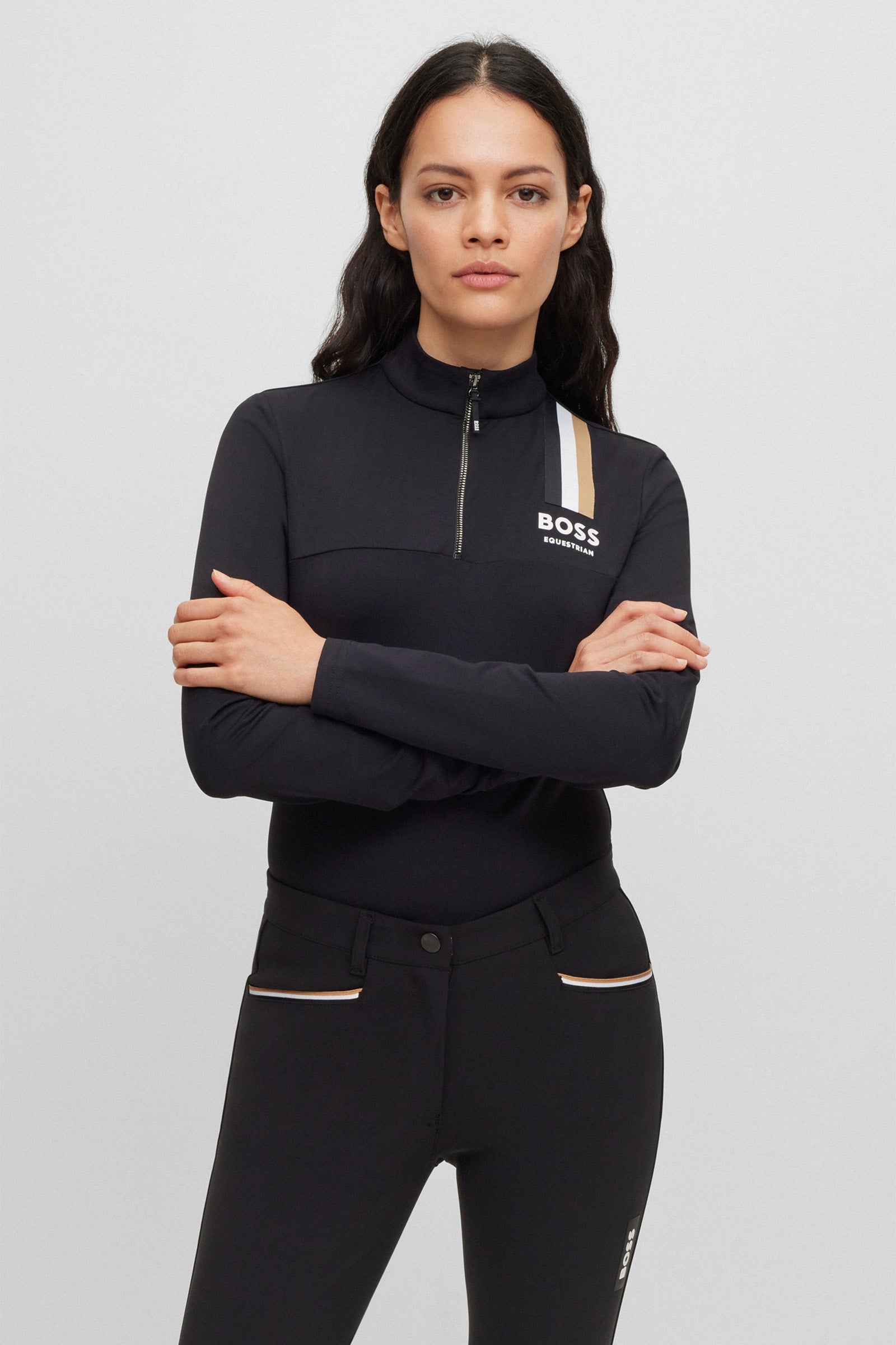 Boss Lia Maillot d'entraînement à rayures Signature pour femmes Vêtements d'équitation femme