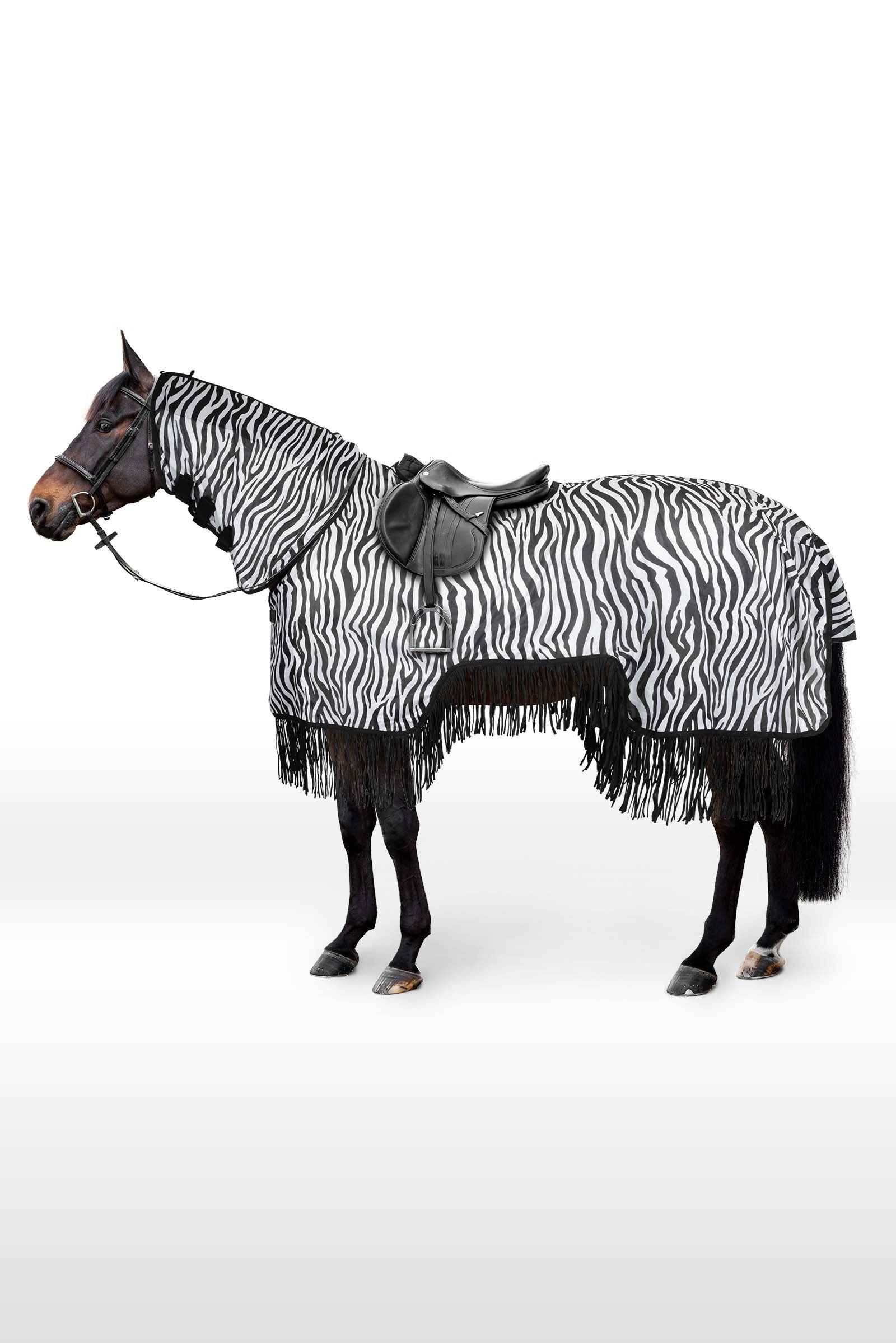 Horze Couverture d'équitation anti-mouches Defender avec franges Couvertures cheval
