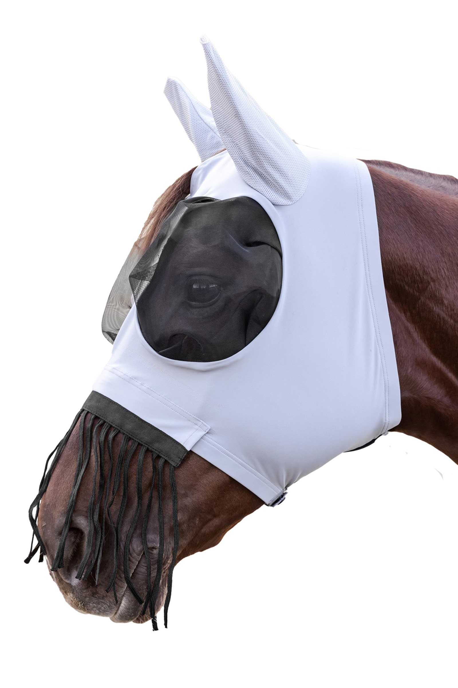 Waldhausen Puck masque anti-mouches avec fermeture éclair et franges au niveau du nez Anti-mouches cheval