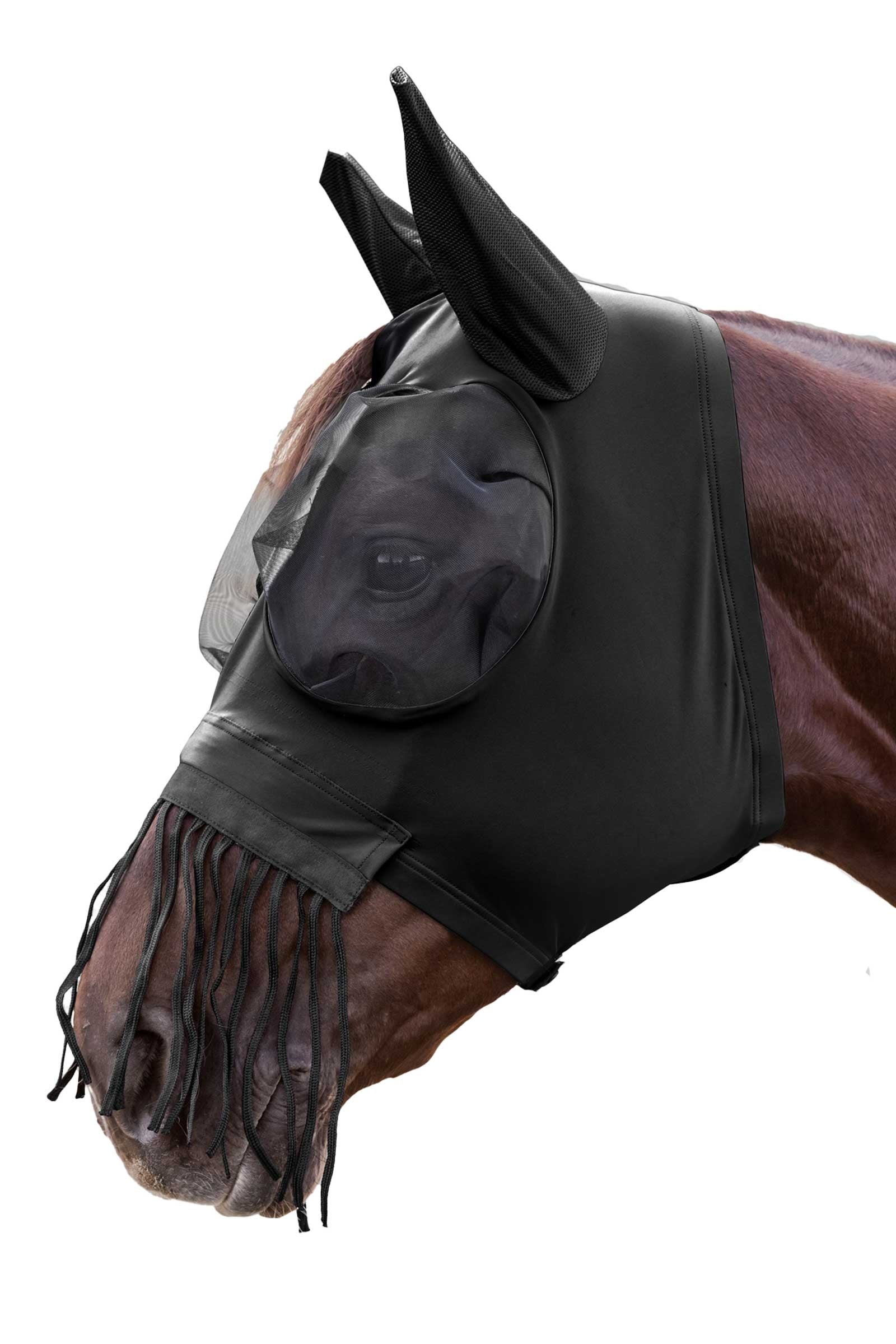 Waldhausen Puck masque anti-mouches avec fermeture éclair et franges au niveau du nez Anti-mouches cheval