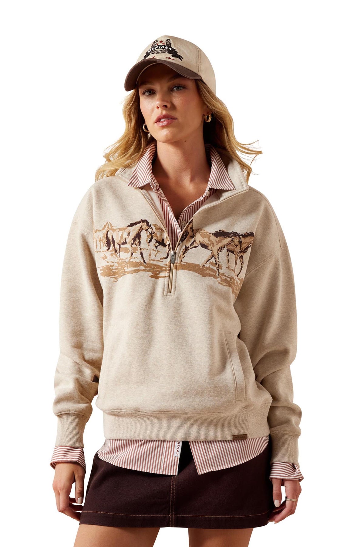 Ariat Femme Sweat-shirt Running Wild à 1/2 zip Vêtements d'équitation femme