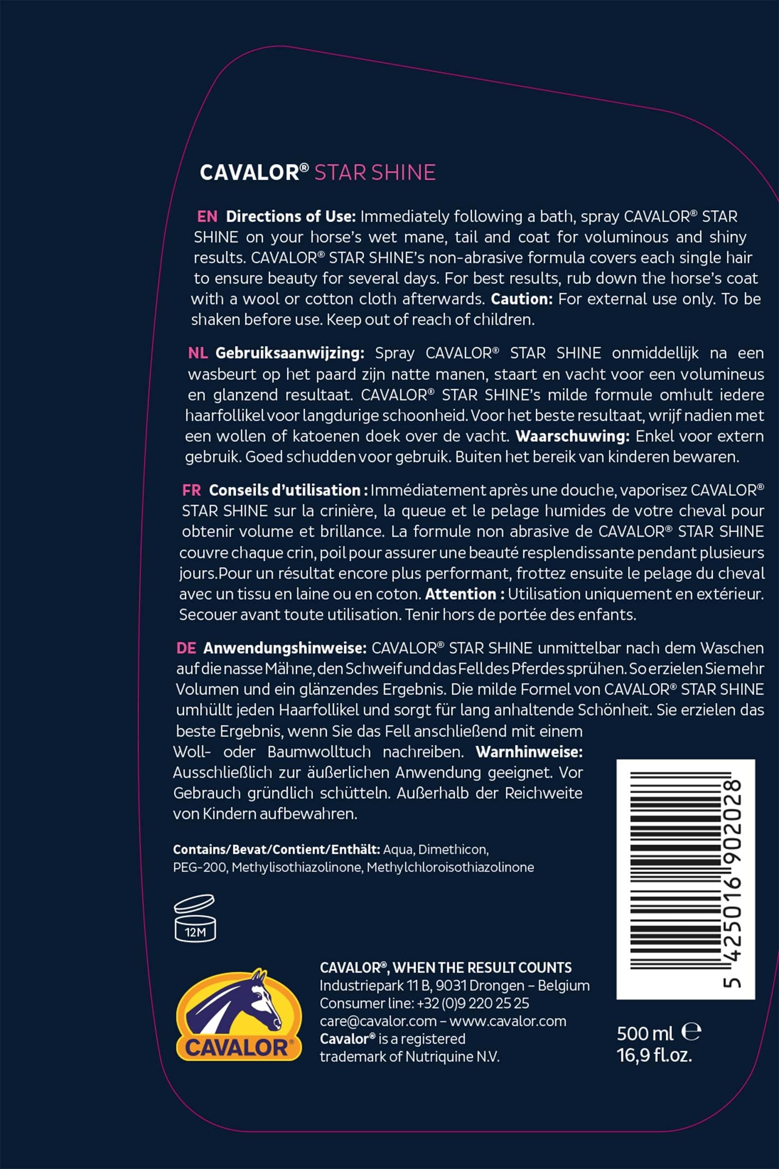 Cavalor Star Shine, Mane & Tail Spray, 500 ml Horse Health Care