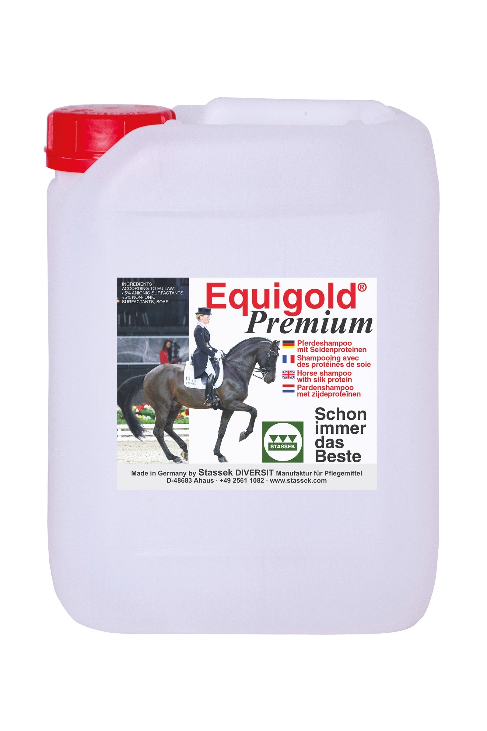 Stassek Shampoing Equigold Premium avec protéines de soie, 5 litres Soins