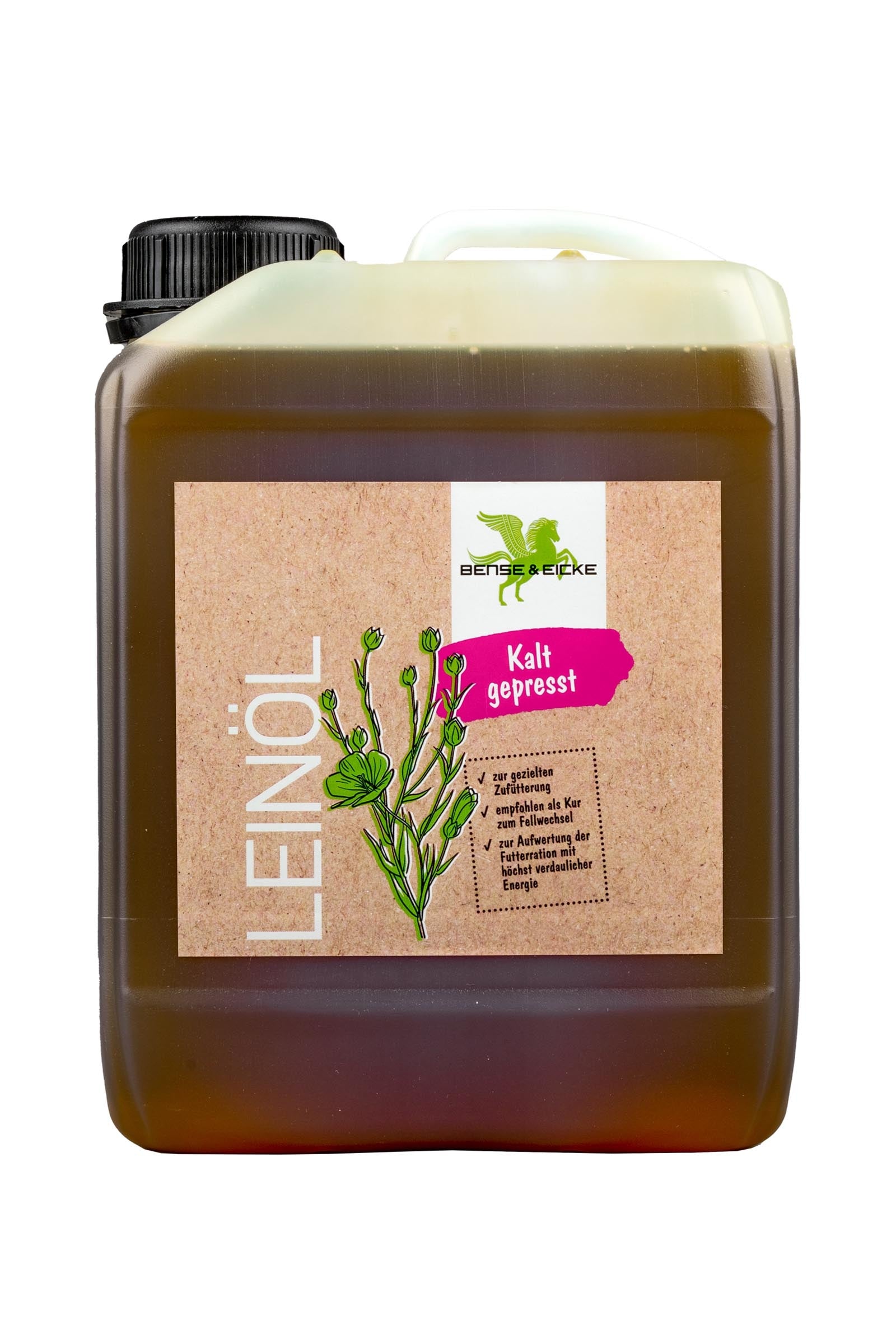 Bense & Eicke Huile de lin pressée à froid, 2,5 l Horse Feed & Nutrition