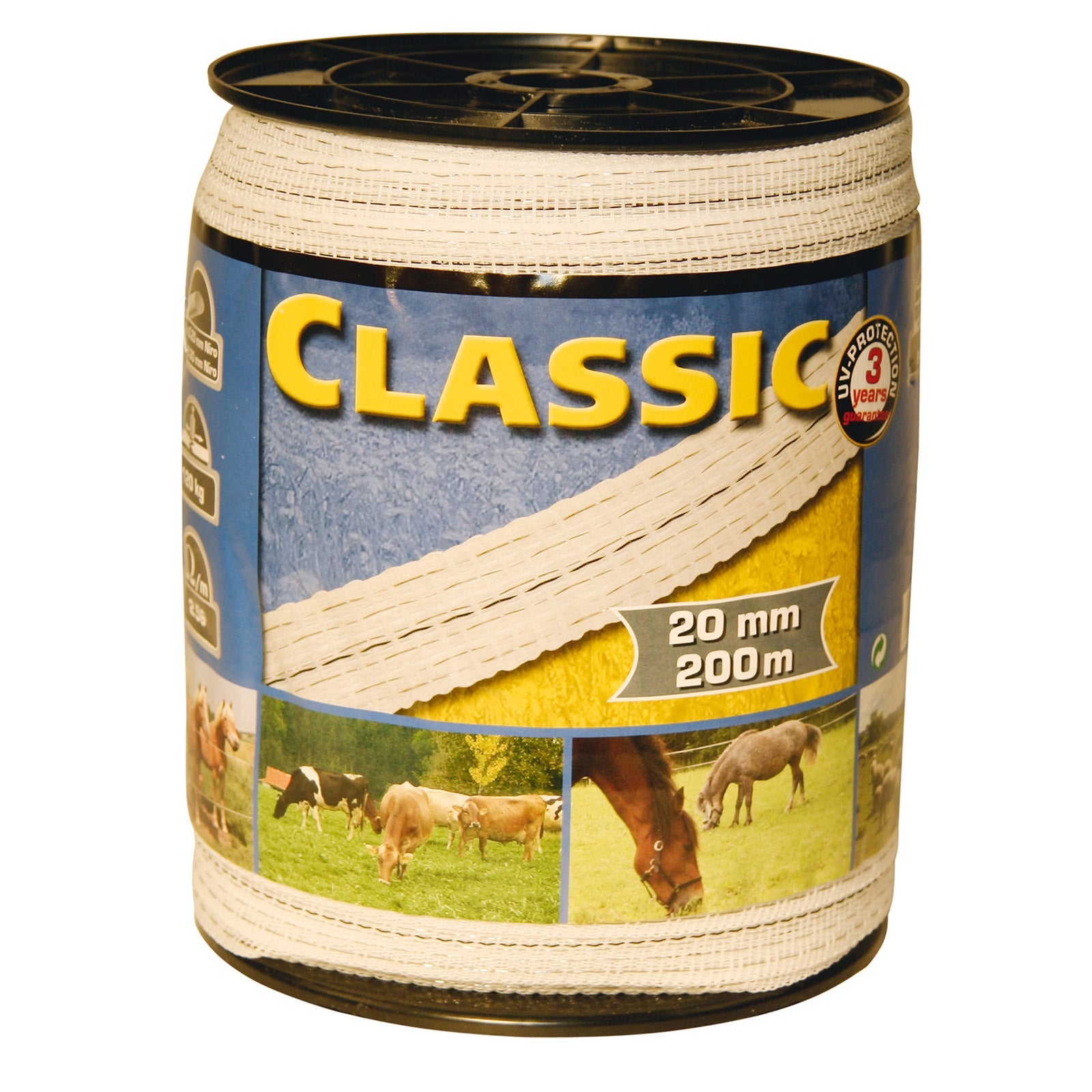 Kerbl Ruban Classic 20mm blanc 200m 4x0,2 inox Kerbl Equipements pour clôture électrique