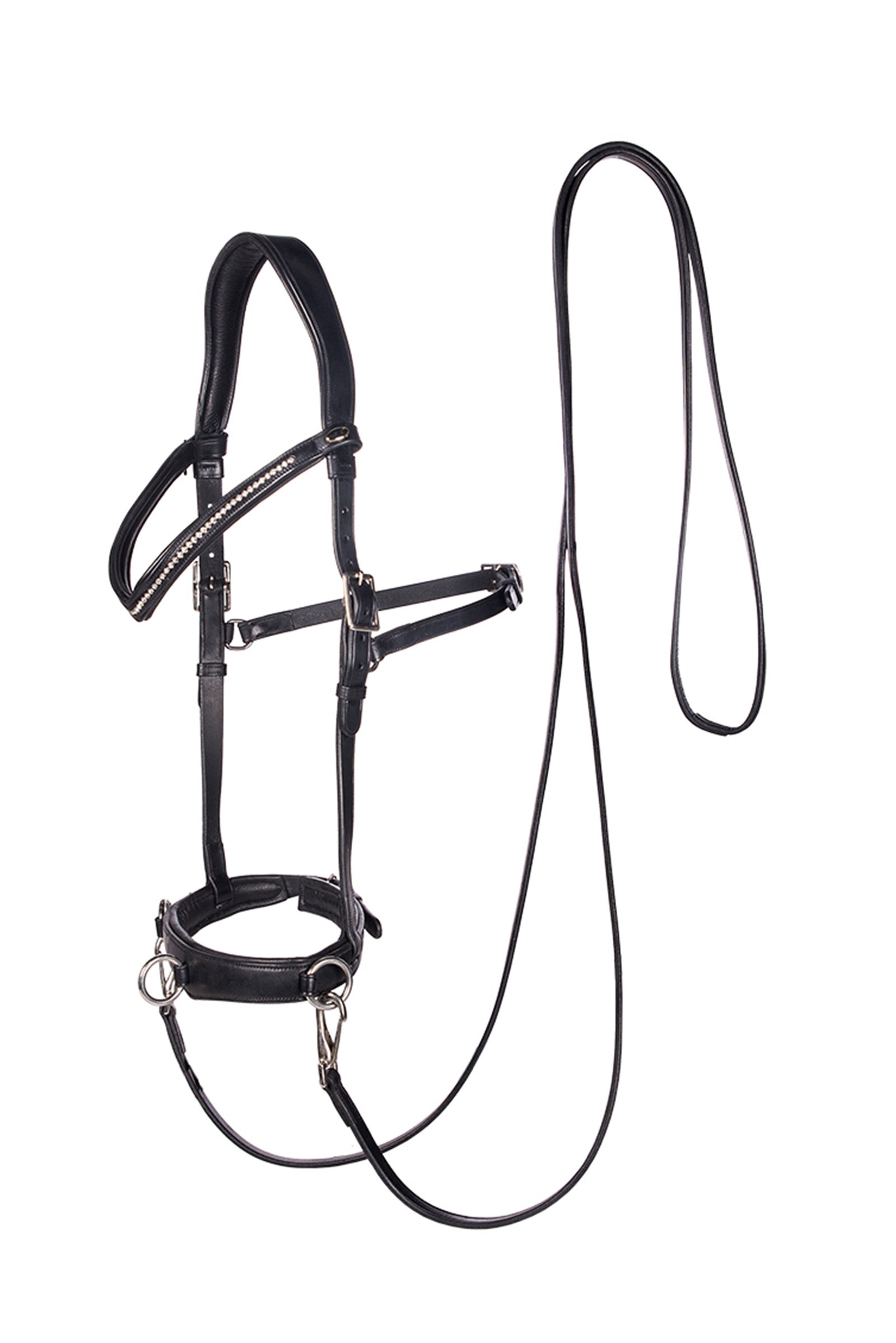 F.R.A. Freedom Riding Articles Wendy B Cavesson, Bitless Bridle, Leather Reins w/ Clip Briderie et enrênements