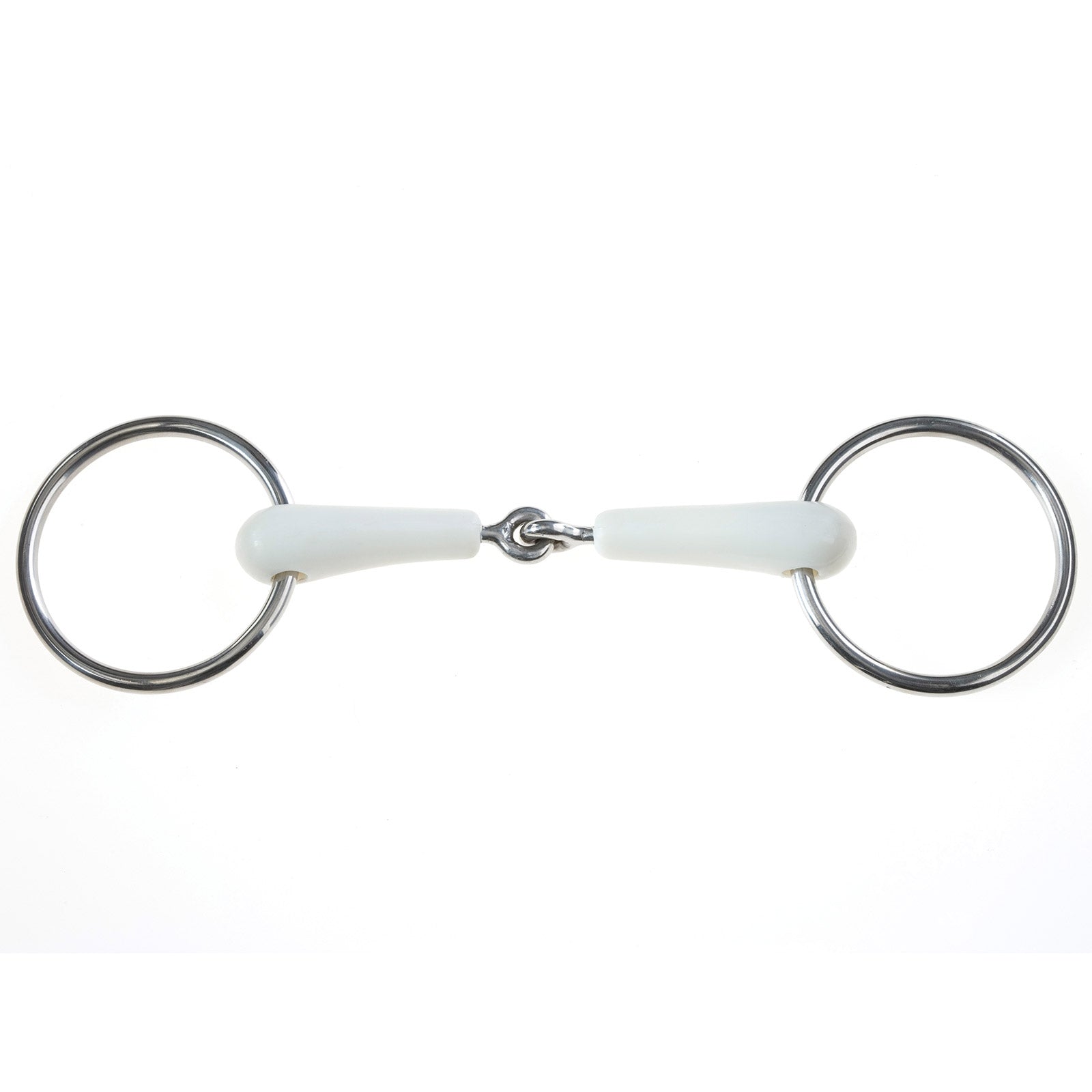 Korsteel Mors de filet Korsteel, résine flexible, simple brisure, anneaux Chantilly Mors