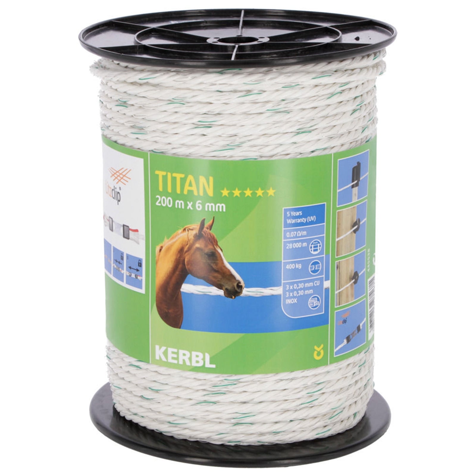 Kerbl Corde de clôture Titan (200 m) Equipements pour clôture électrique