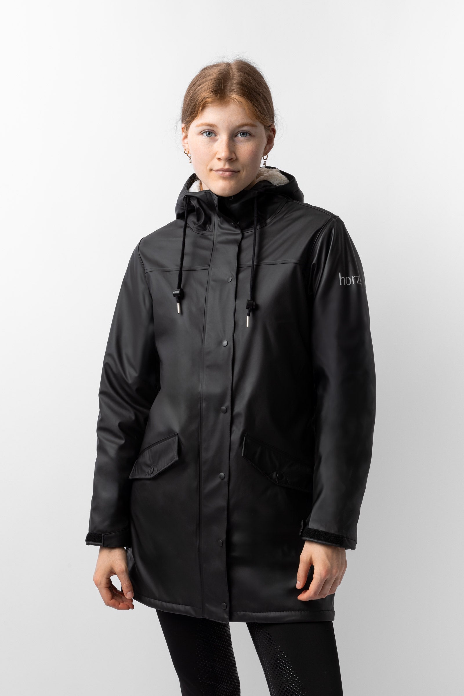 Horze Billie Women's PU Rain Riding Jacket with Fleece Women’s Riding Clothing