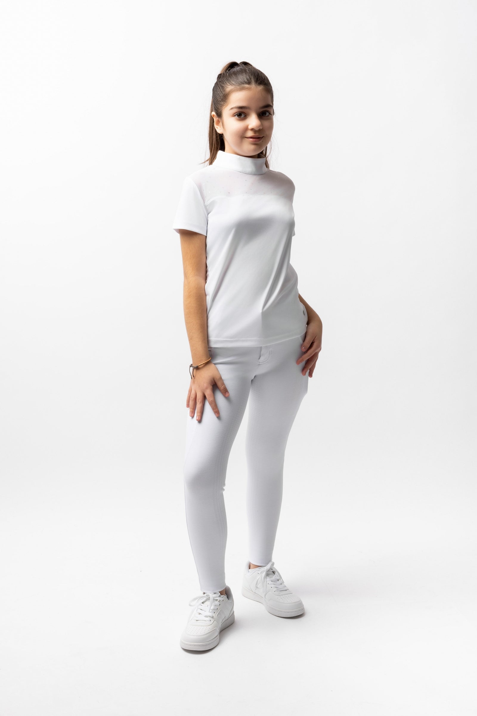 Horze Kaya Polo de concours enfant, avec strass Vêtements d'équitation enfant