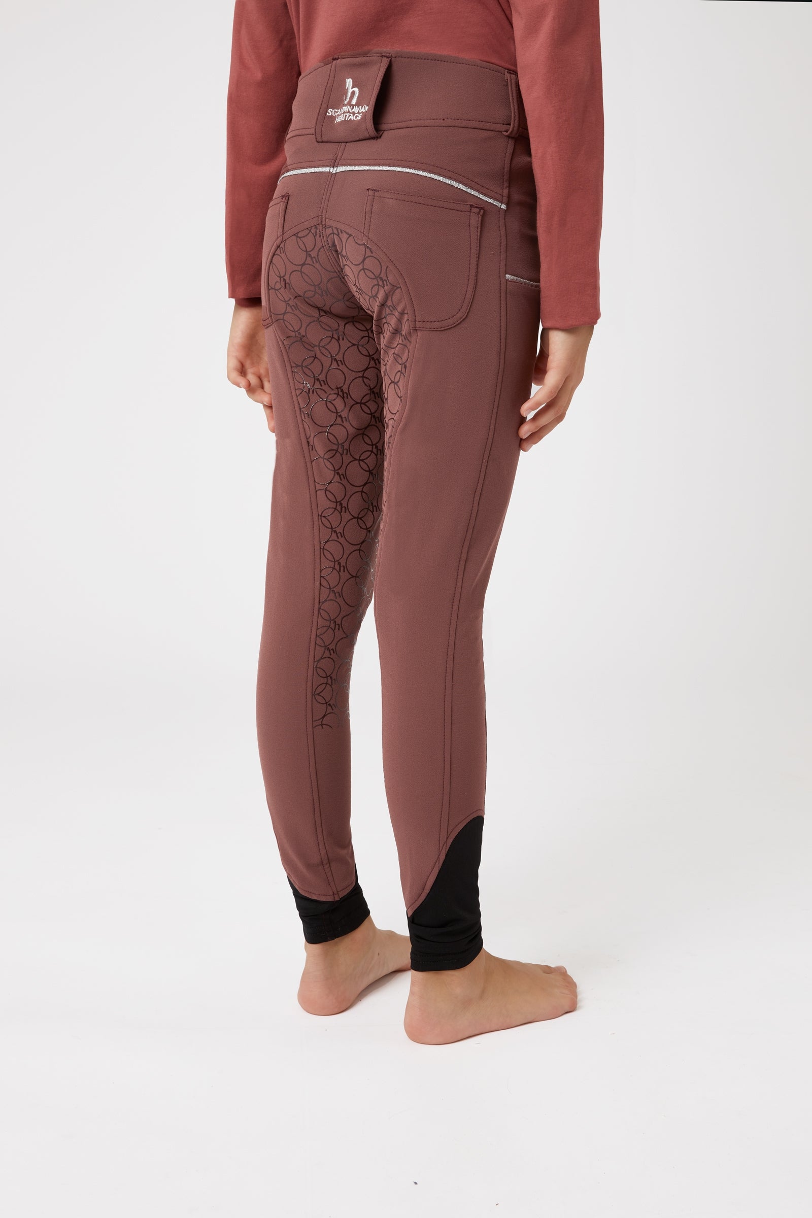 Horze Pantalon d'équitation fond intégral en silicone Leighton Ado, avec poche pour téléphone Vêtements d'équitation enfant