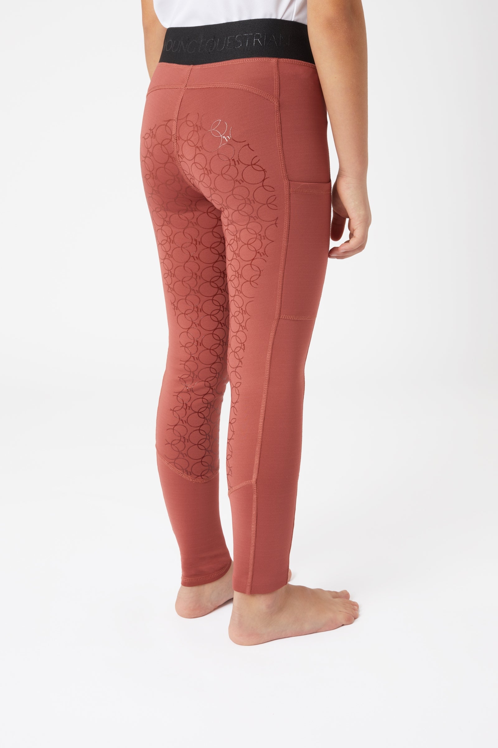 Horze Leggings d'équitation silicone Leighton Teens Ado fond intégral avec doublure chaude Vêtements d'équitation enfant