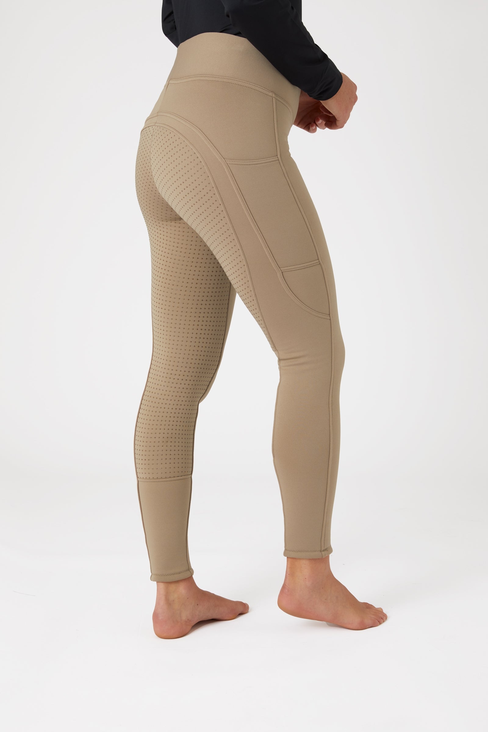 Horze Leggings d'équitation hiver Active fond intégral Grip avec poche téléphone, femme Womens Breeches