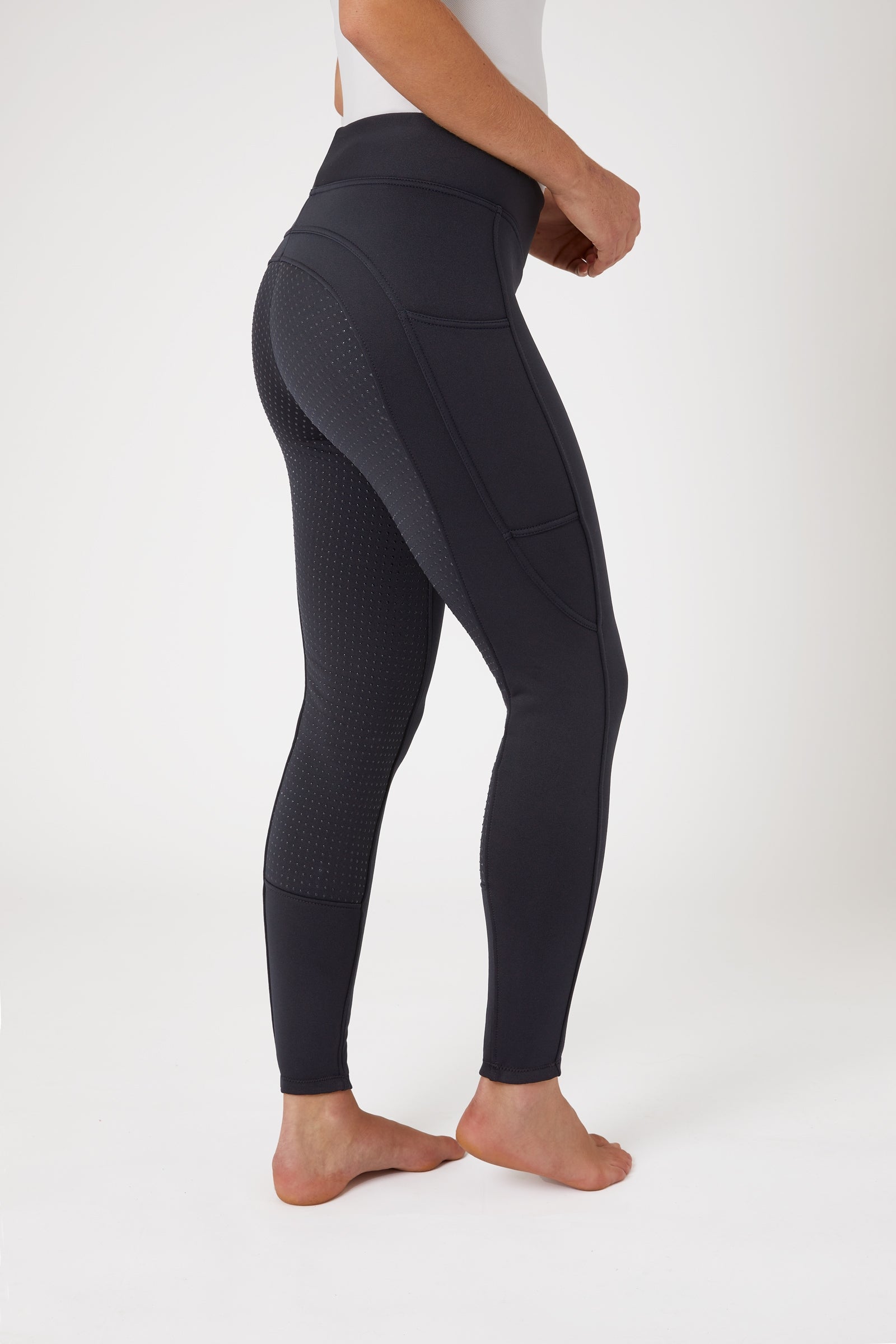 Horze Leggings d'équitation hiver Active fond intégral Grip avec poche téléphone, femme Womens Breeches