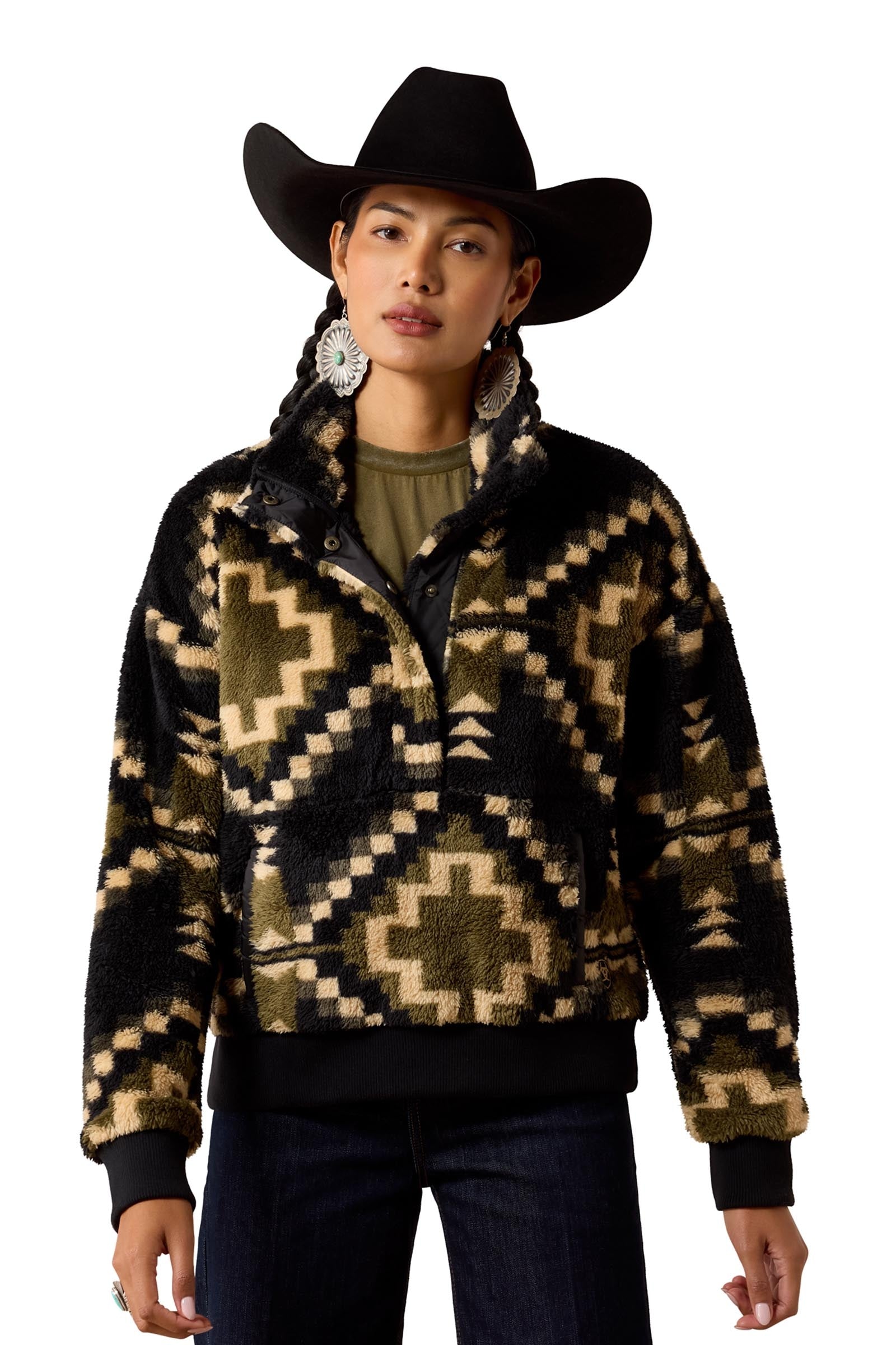 Ariat Berber Snap Pull femme avec patte 1/2 à boutons-pression Vêtements d'équitation femme