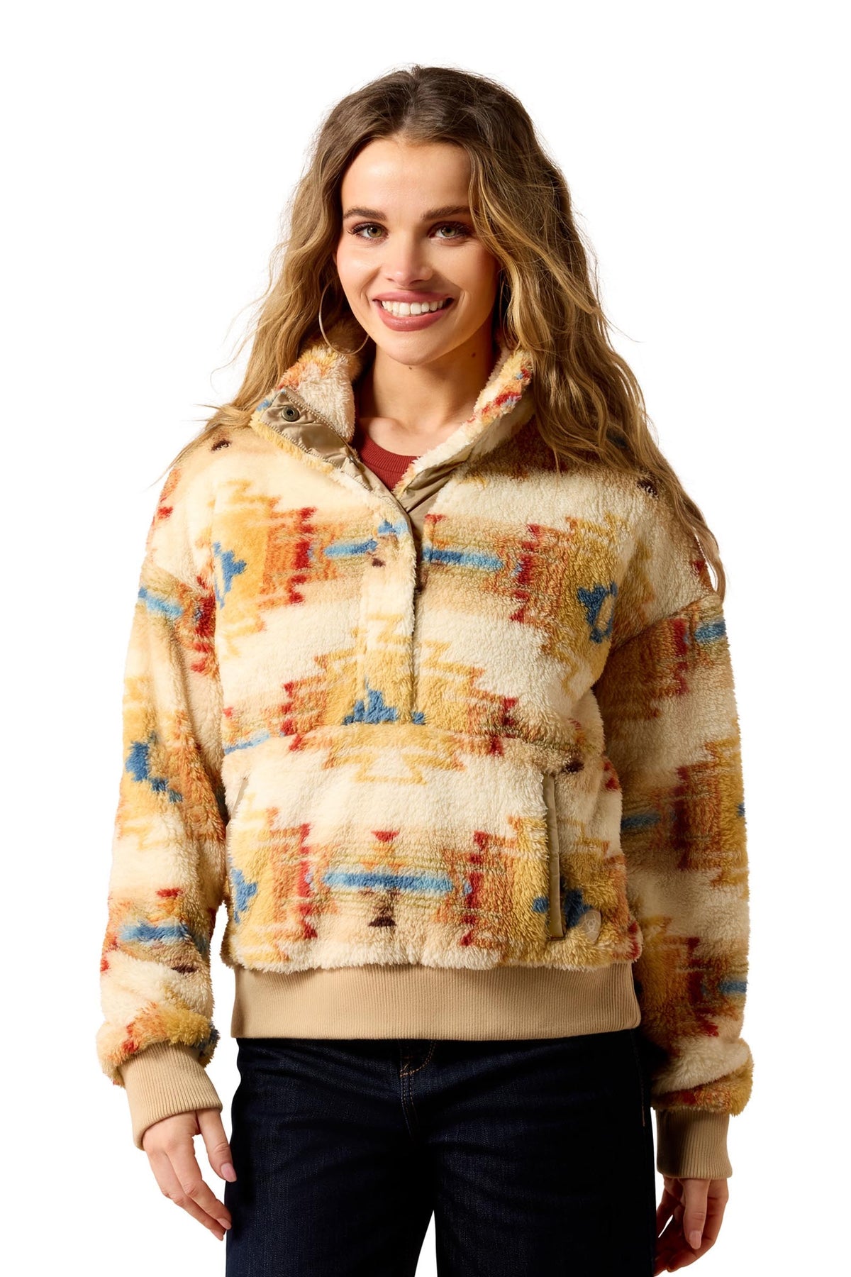 Ariat Berber Snap Pull femme avec patte 1/2 à boutons-pression Vêtements d'équitation femme