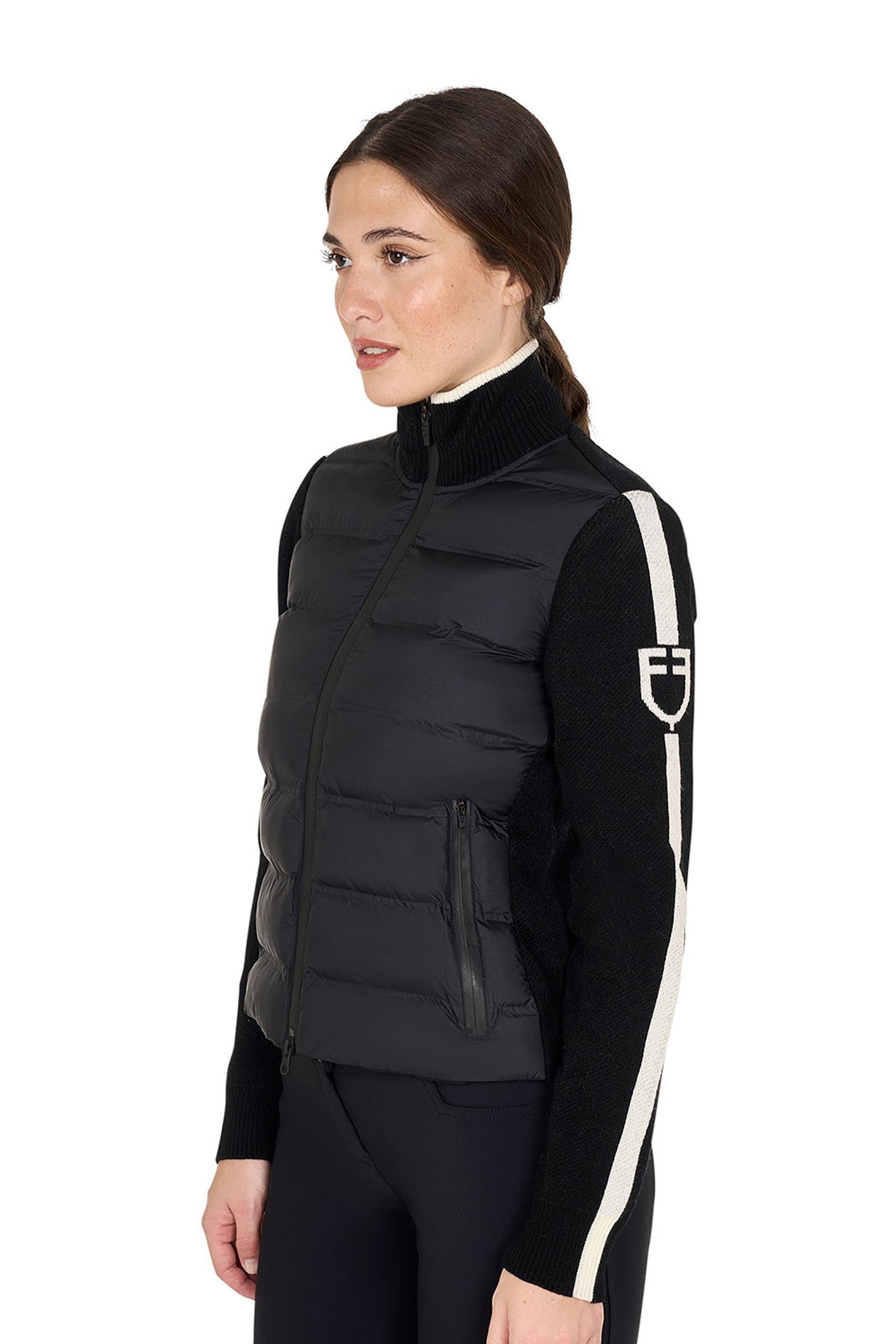 Equestro Women's Jacket in Nylon and Knit With Zip Women’s Riding Clothing