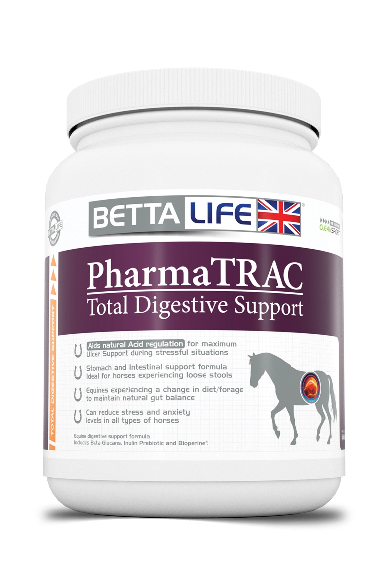 Betta Life Complément de soutien digestif pour chevaux PharmaTrac Total Digestive Support Equine Supplement, 1kg Horse Feed & Nutrition