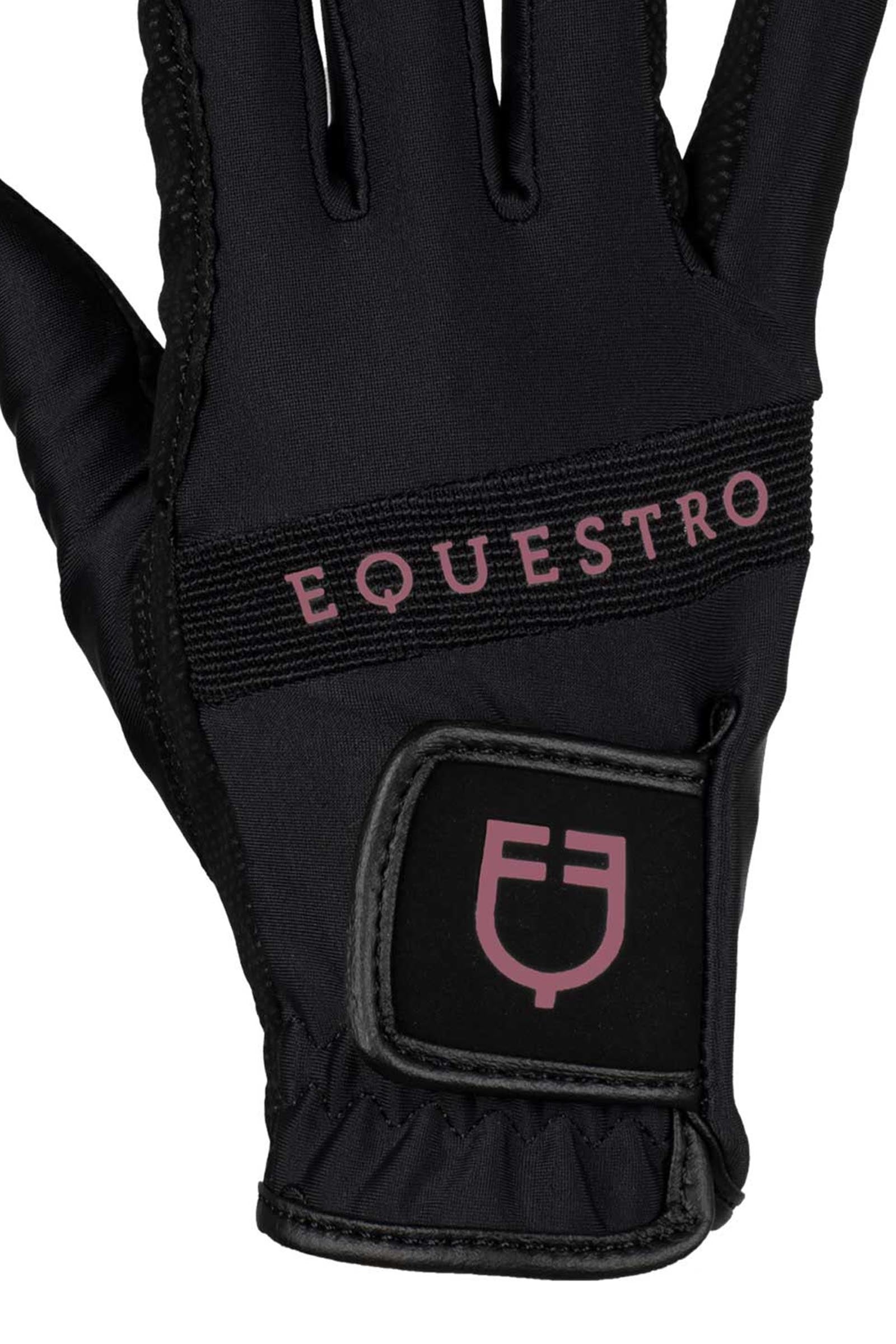 Equestro Gloves in Technical Fabric With Multicolor Logo Riding Gloves