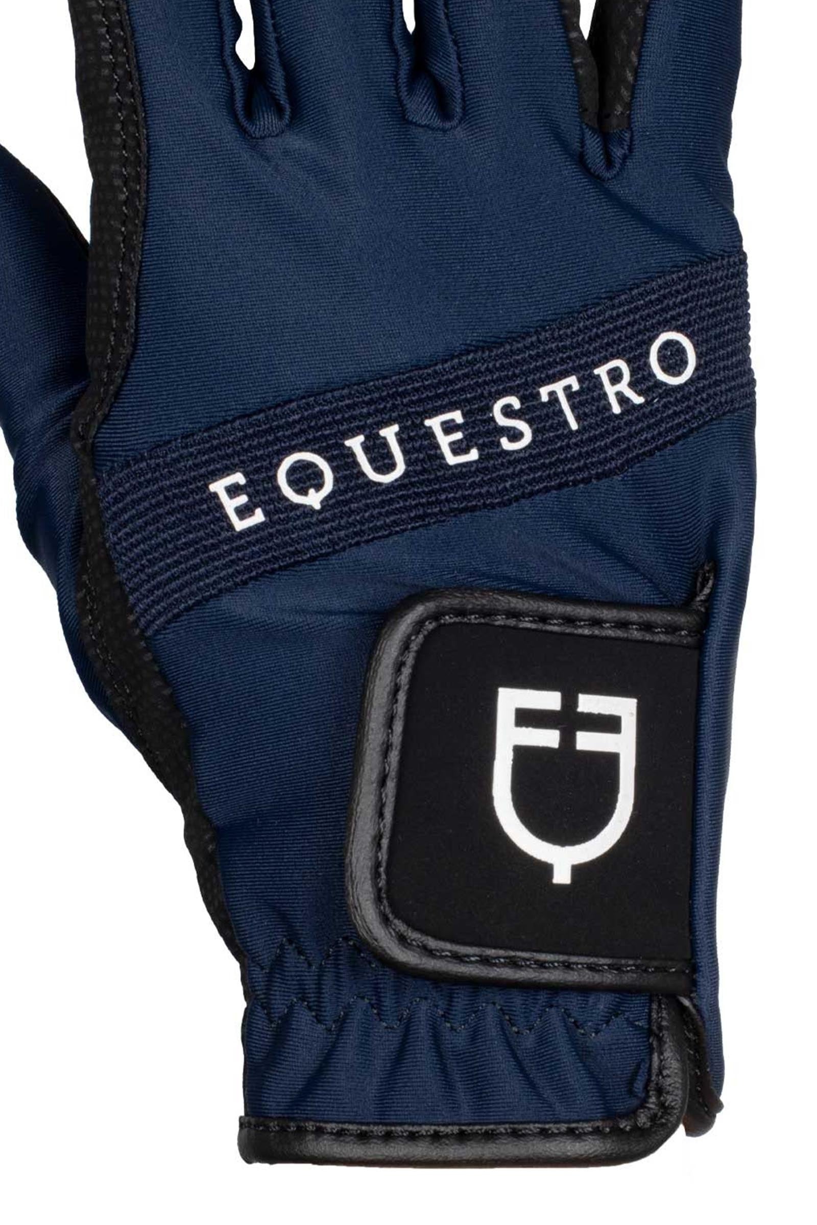 Equestro Gloves in Technical Fabric With Multicolor Logo Riding Gloves