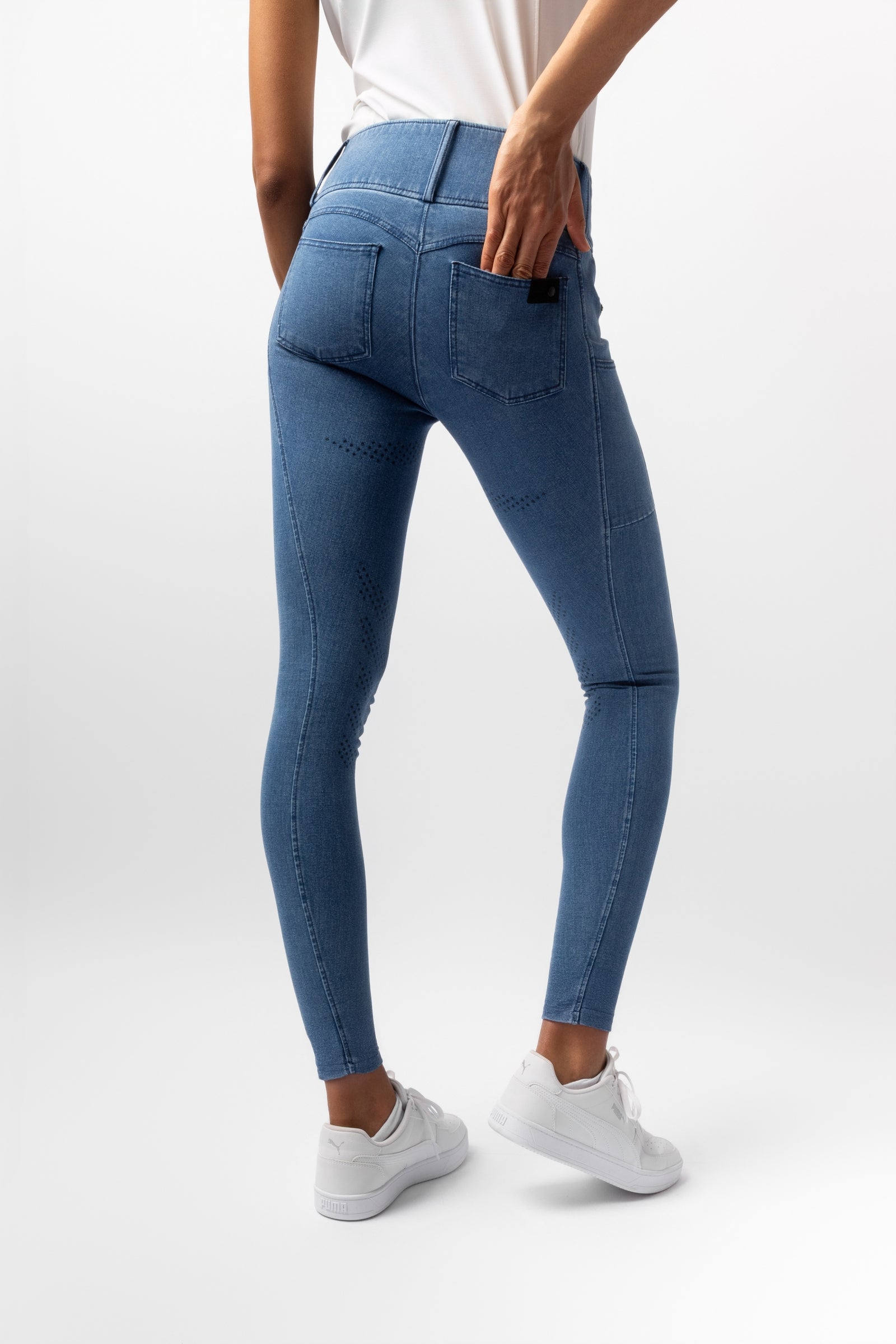 Horze Carolyn pantalon d'équitation en denim à fond intégral pour femme Vêtements d'équitation femme