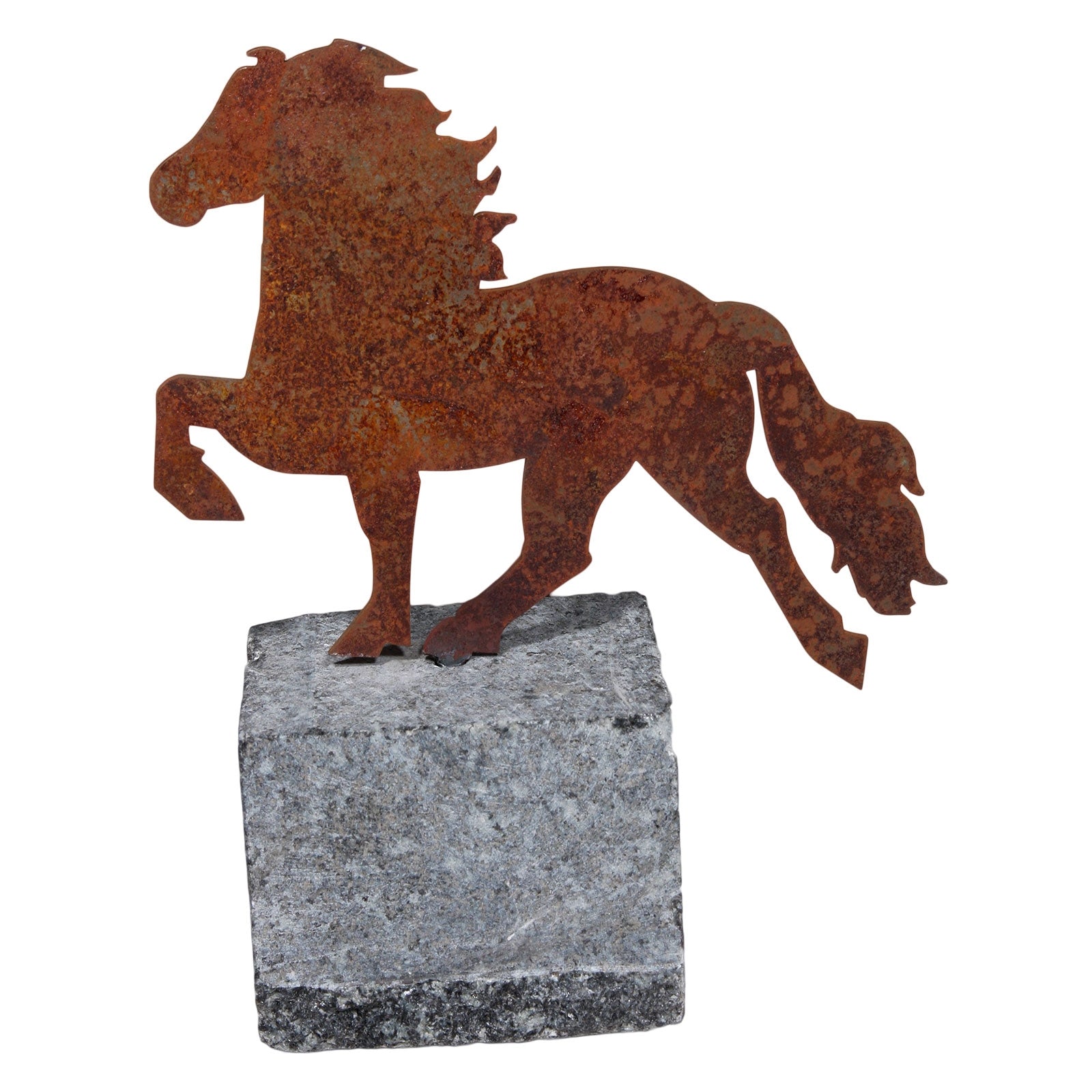 Karlslund Cheval acier sur une pierre de granite Cadeaux