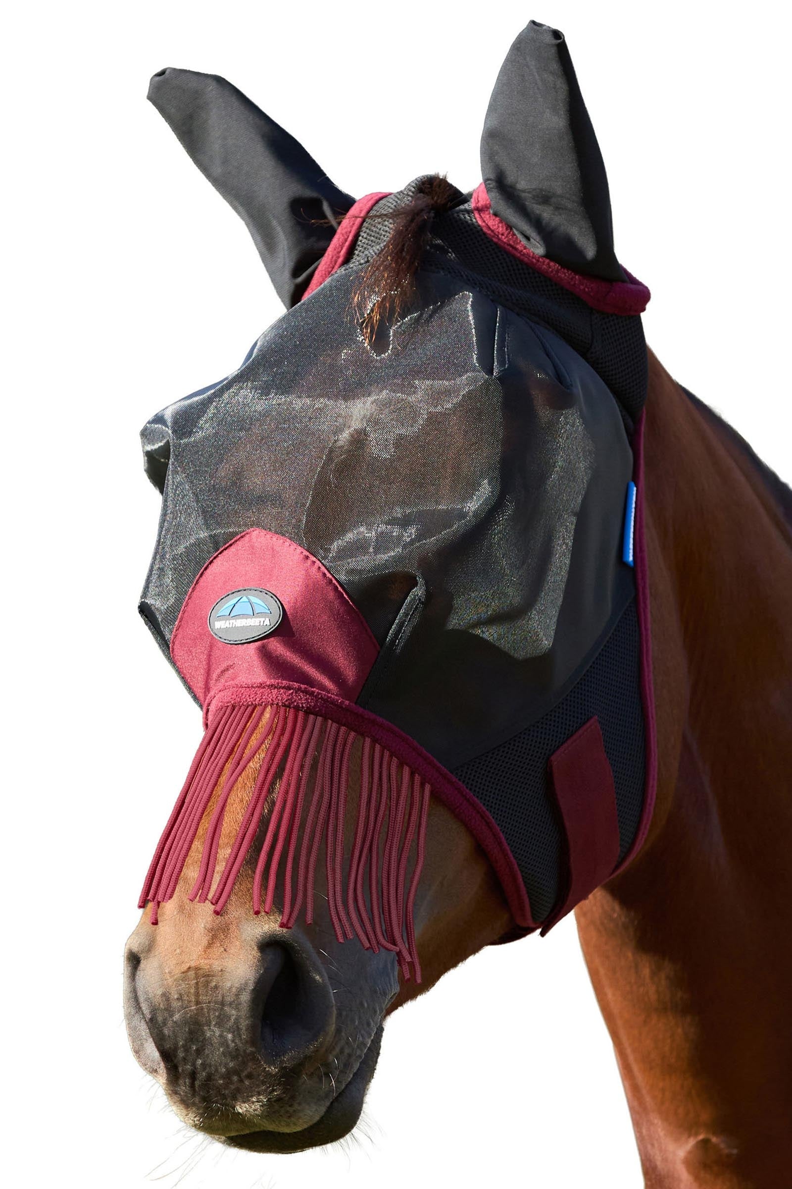 Weatherbeeta Comfitec Fine Mesh Masque anti-mouches avec oreilles et franges Anti-mouches cheval
