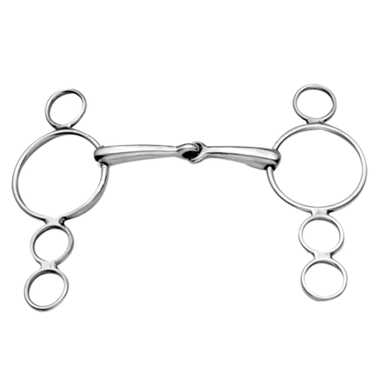 Korsteel Mors de filet type Pessoa 3 anneaux, acier inoxydable, simple brisure Mors