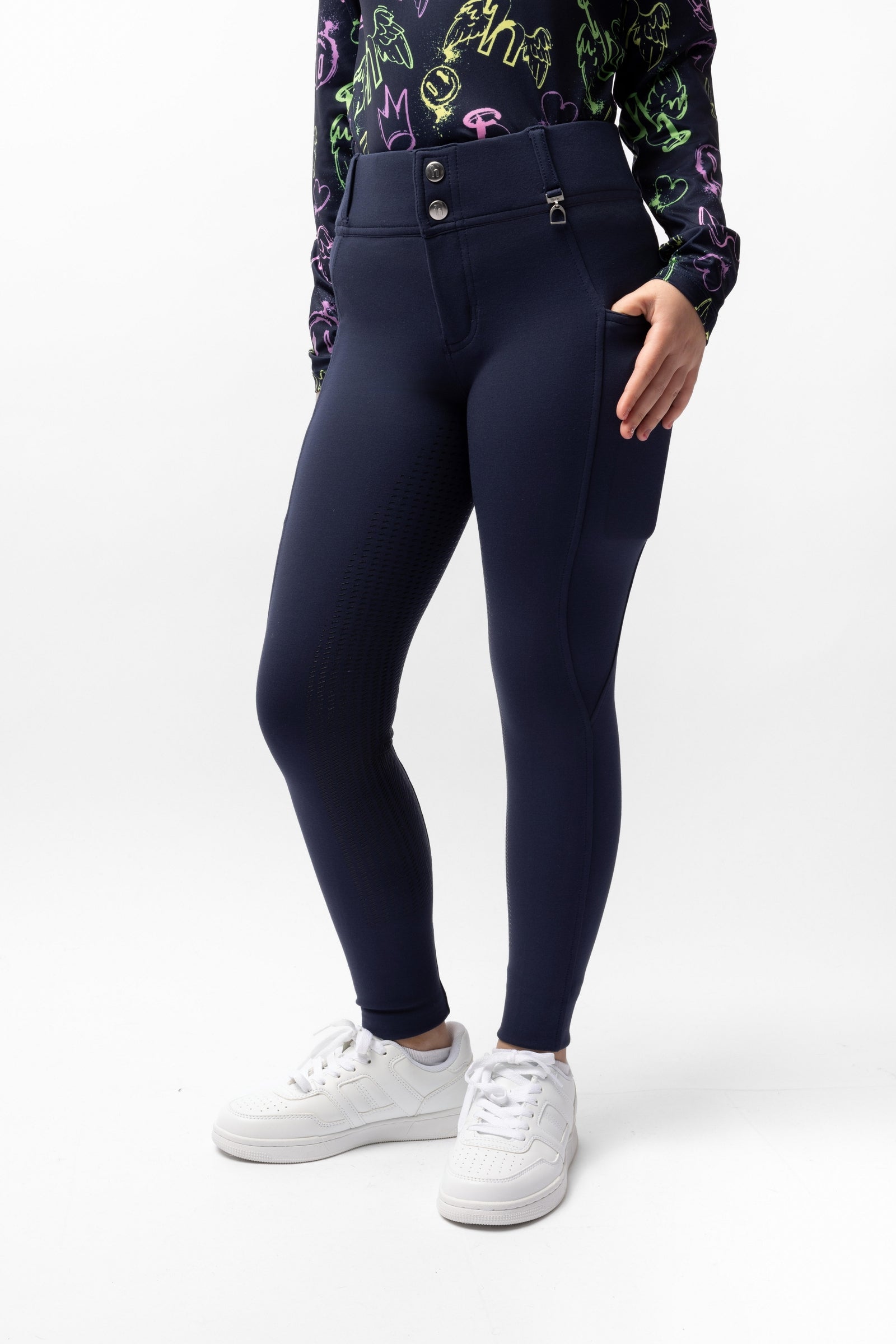 Horze Mira Pantalon d'équitation pour enfants avec fond intégral Vêtements d'équitation enfant