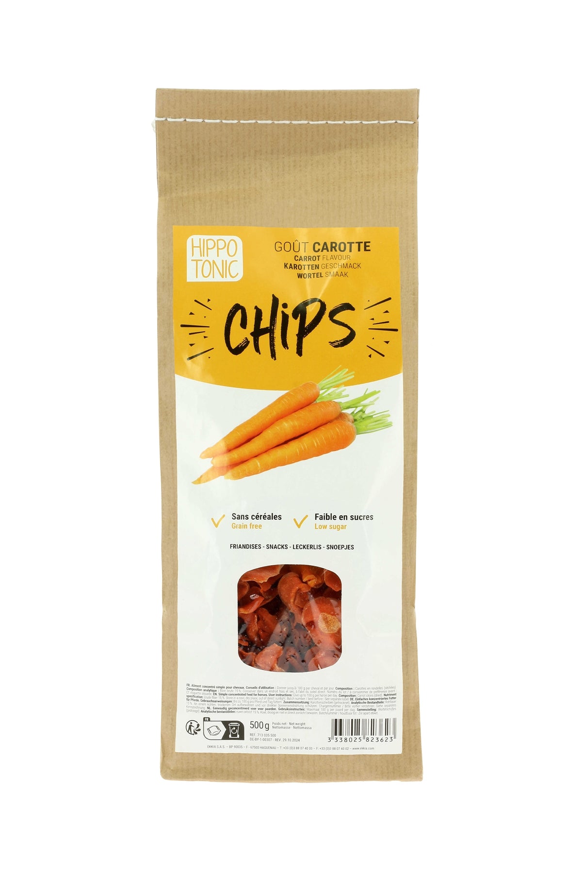 HIPPOTONIC carotte chips pour chevaux, 500 g Horse Feed & Nutrition
