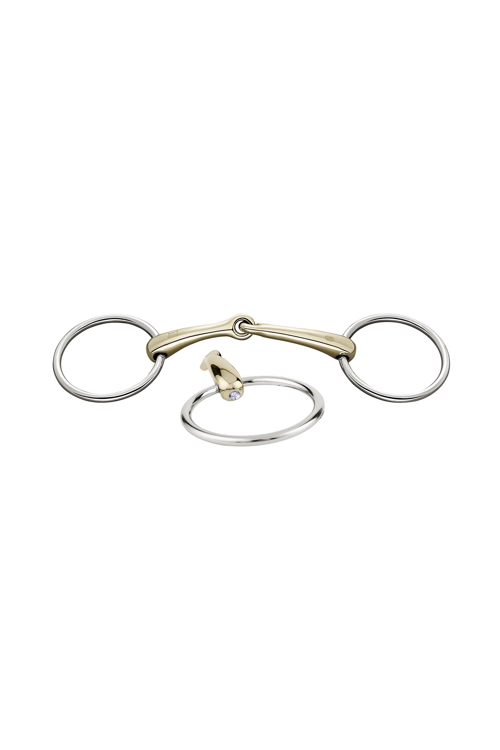 Sprenger Dynamic RS mors à anneaux libres, simple brisure, 16 mm, Sensogan, avec cristaux Mors