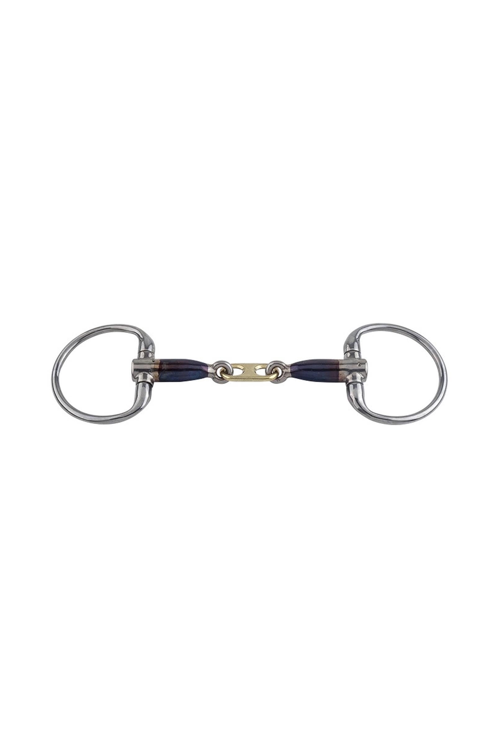 Trust Equestrian Mors Acier Doux Bleu Salivant Olives Droit Double Brisure Plaque centrale Mors
