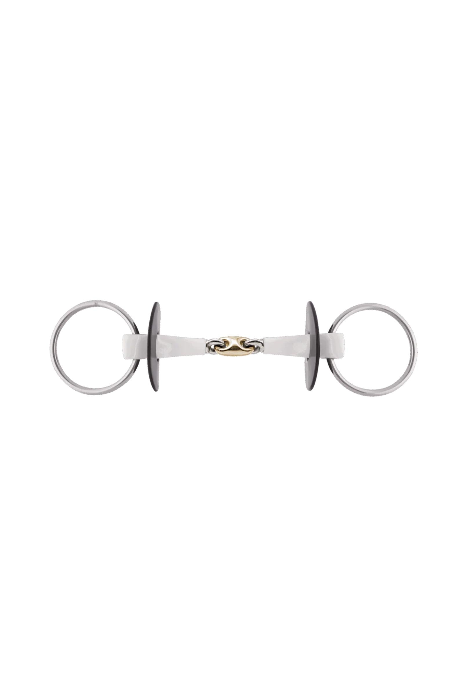 Sprenger Nathe mors à anneaux libres, double brisure, 20 mm, avec pièce centrale Sensogan, thermoplast Mors