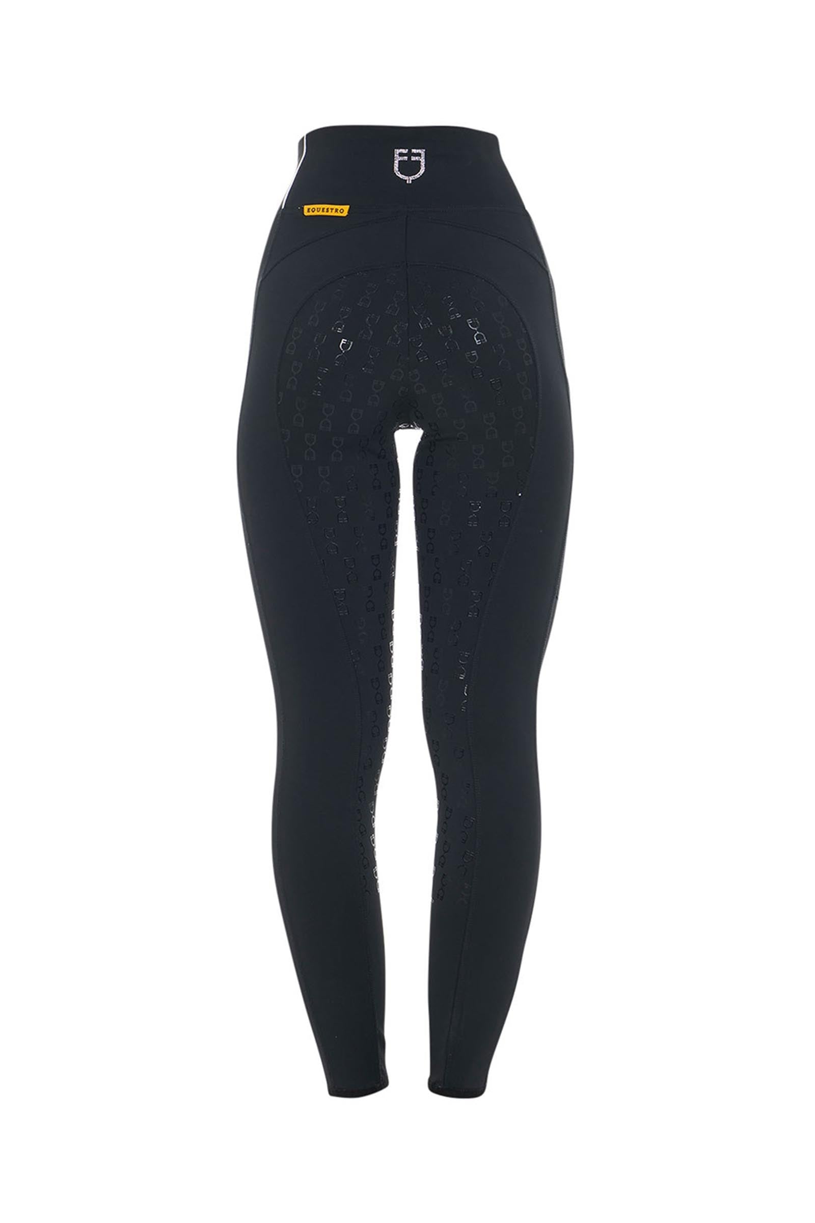 Equestro Women's Slim Fit Full Grip High-Waisted Leggings Rhinestones Womens Breeches
